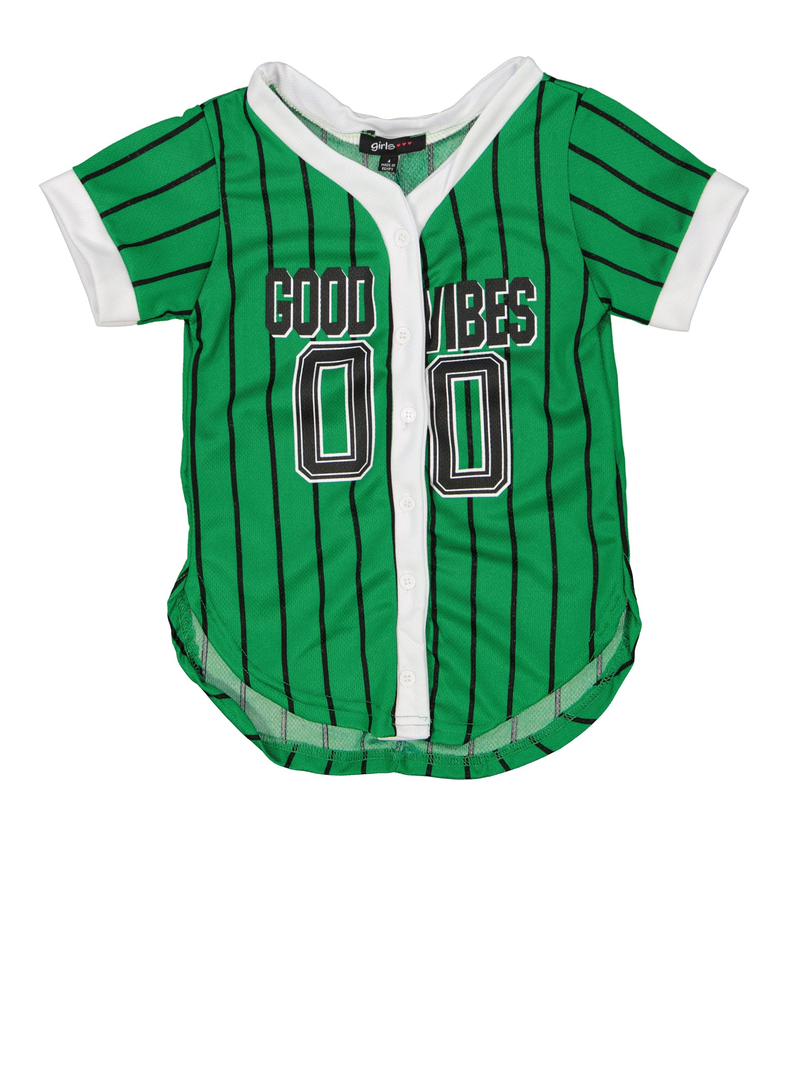 Girls Good Vibes Baseball Jersey Dress - Green