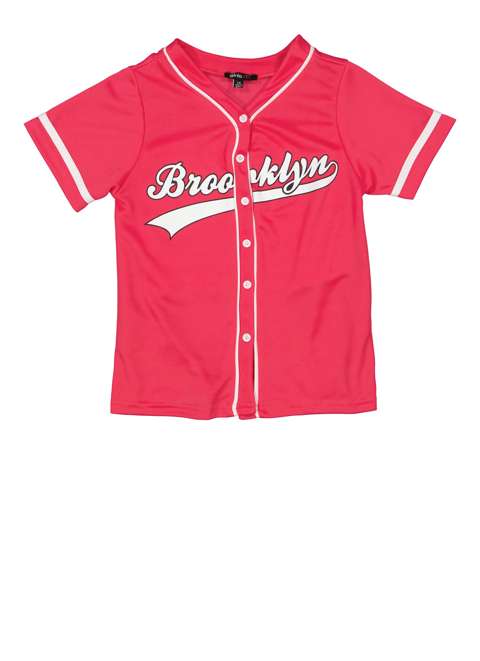 Girls Mesh Brooklyn Baseball Jersey, Black/White, Size 10-12 | Rainbow Shops