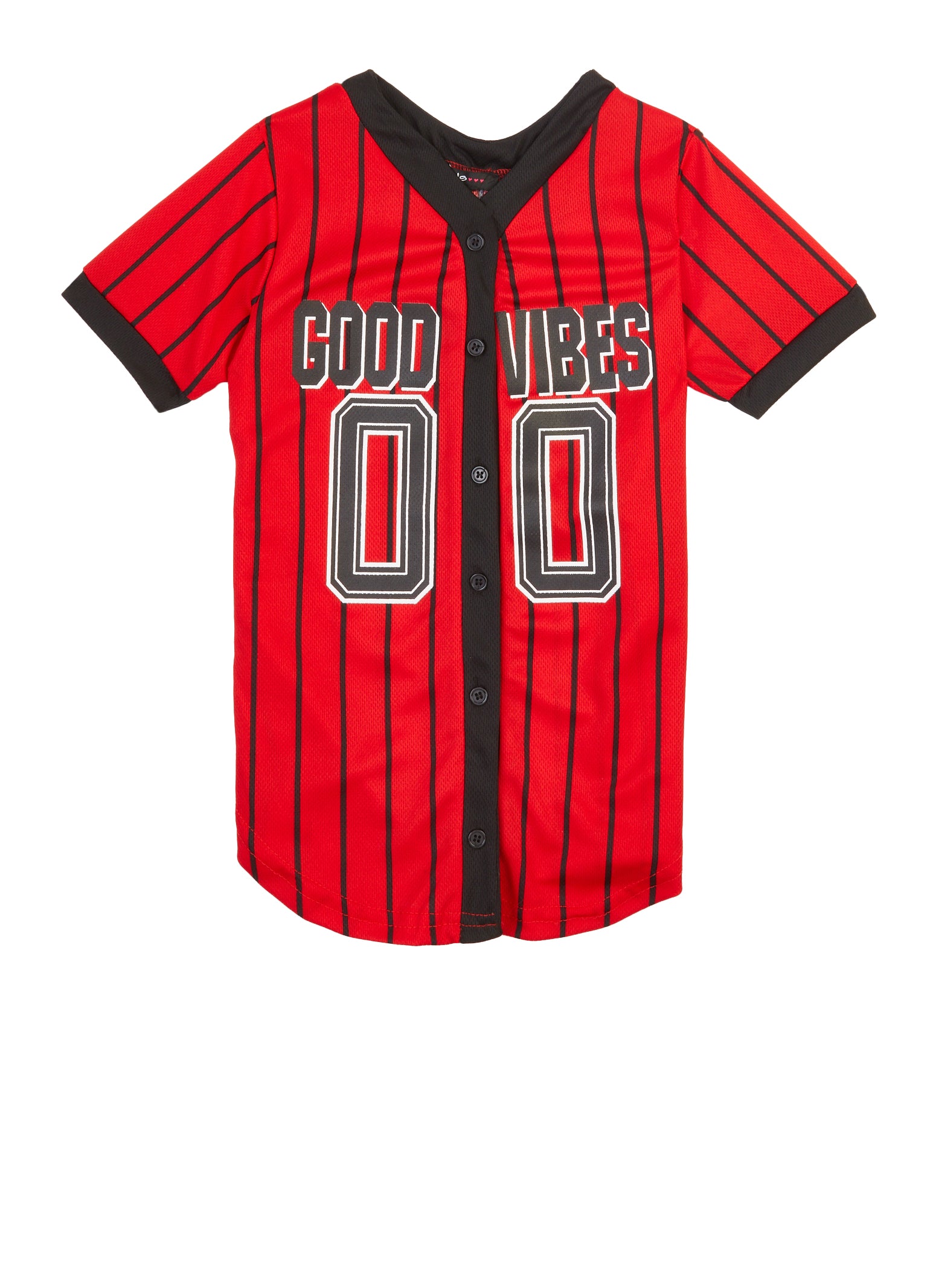 Girls Mesh Good Vibes Baseball Jersey, Red, Size 14-16 | Rainbow Shops