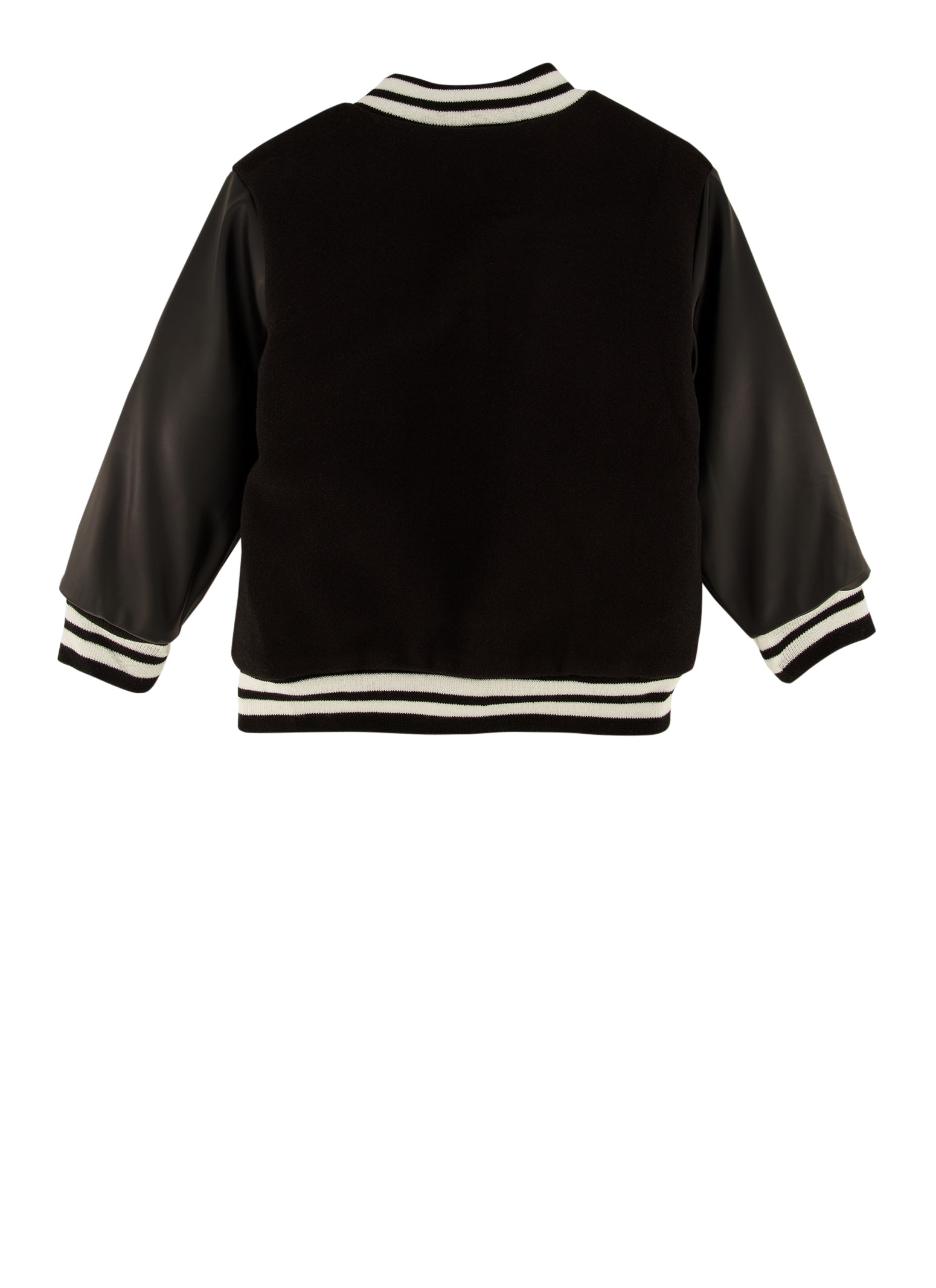 Girls black embroidered varsity bomber jacket