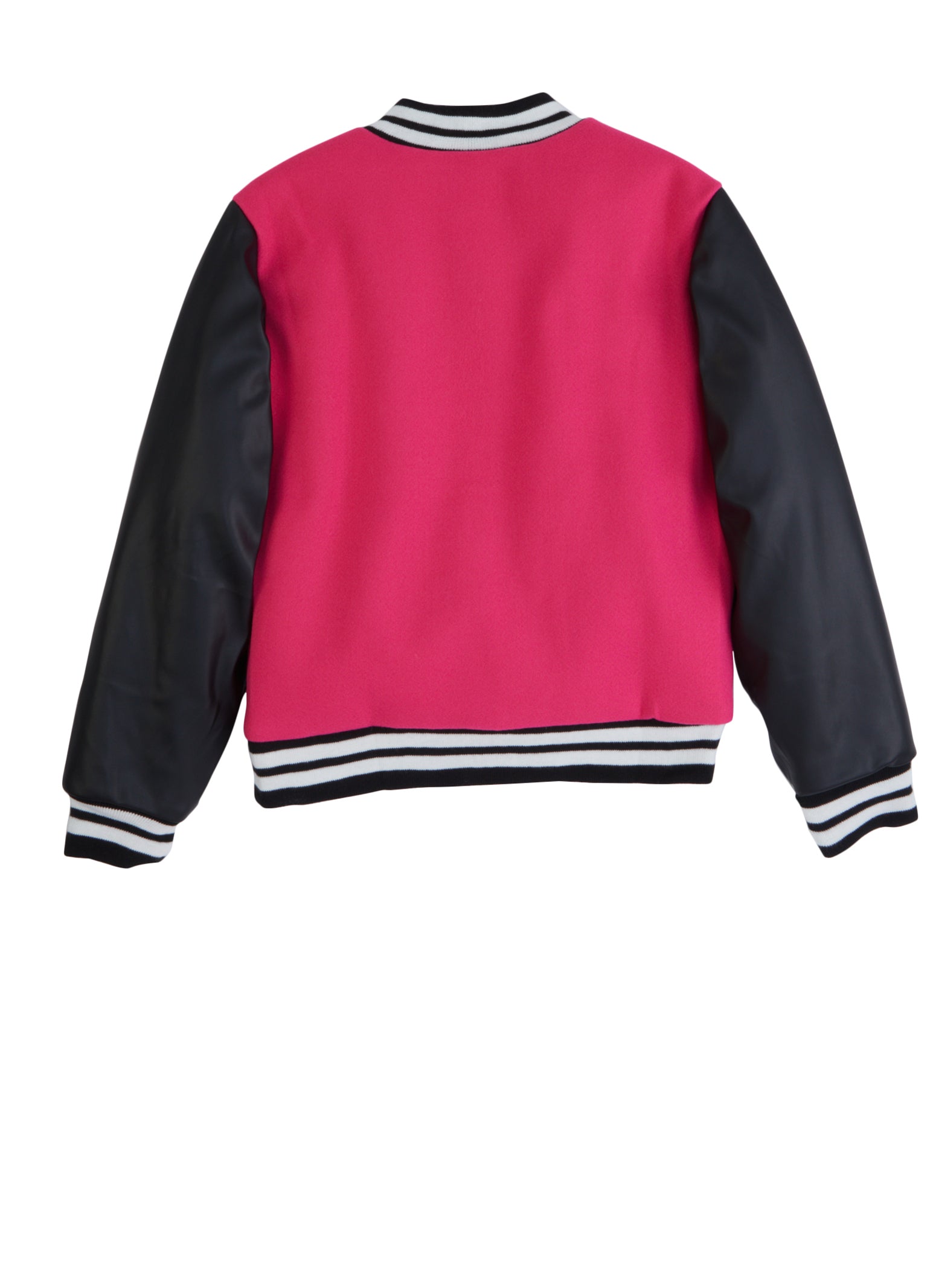 Plus Red Quilted Pu Sleeve Varsity Bomber Jacket