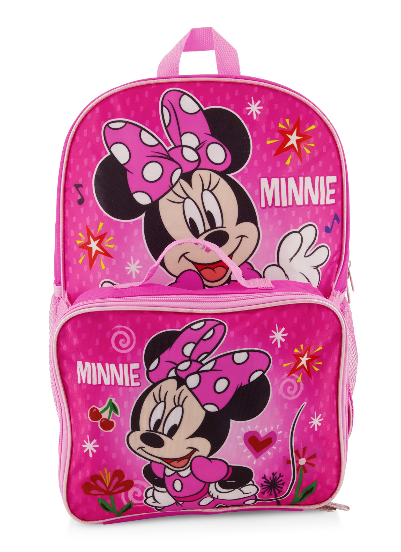 Beach Kids Minnie Mouse Denim Backpack - Bundle with Minnie Mouse Backpack for Toddler Girls Kids, Minnie Lunch Box Disney Minnie Mouse Ba