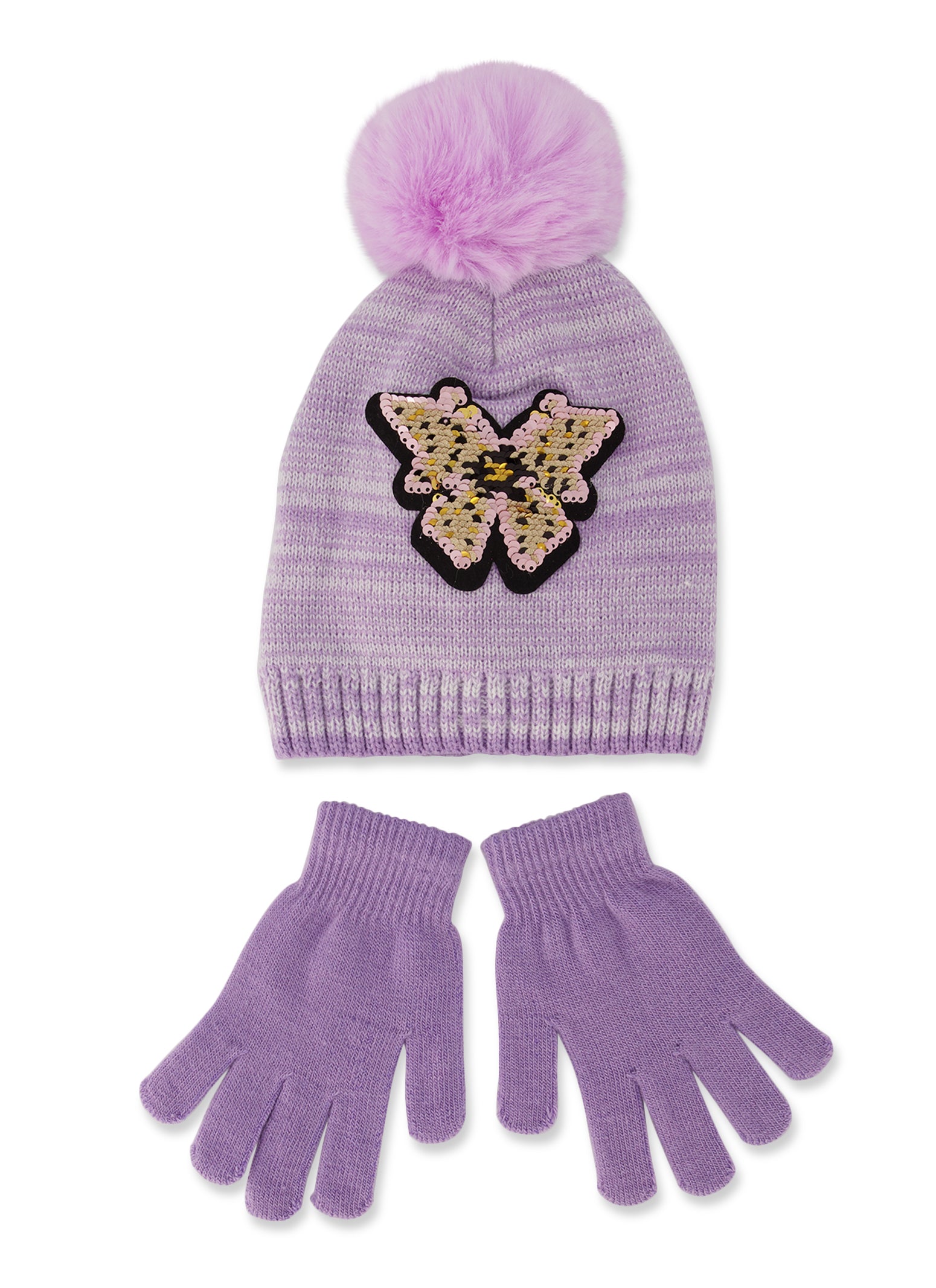 Girls Sequin Pom Pom Beanie  The Children's Place - MISTY MAUVE