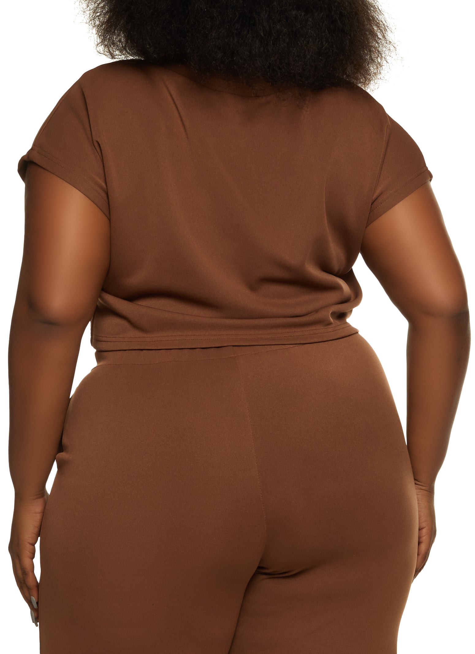 Plus Size Solid Cropped Tee - Mocha