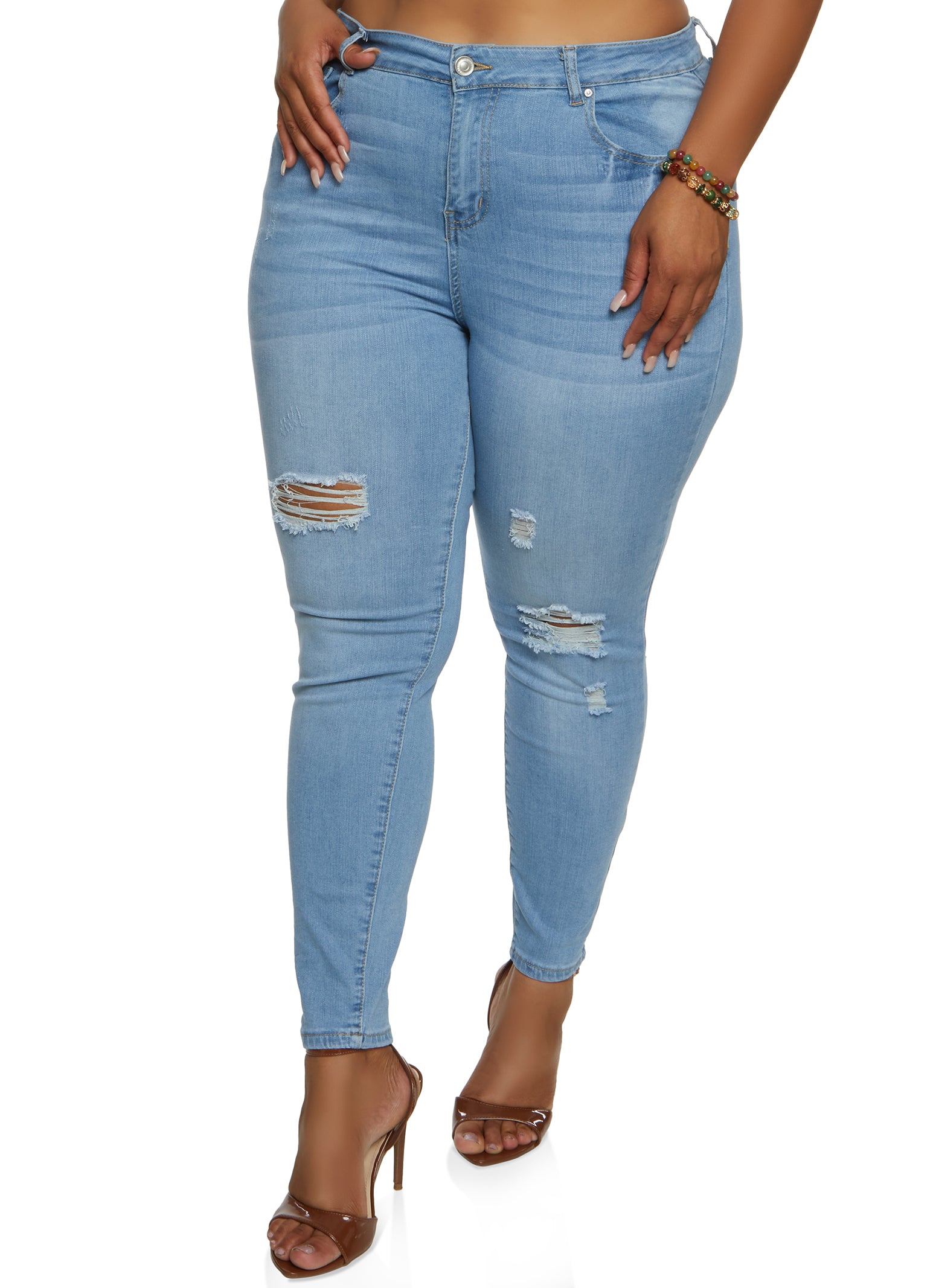 Plus size ripped jeans fashion