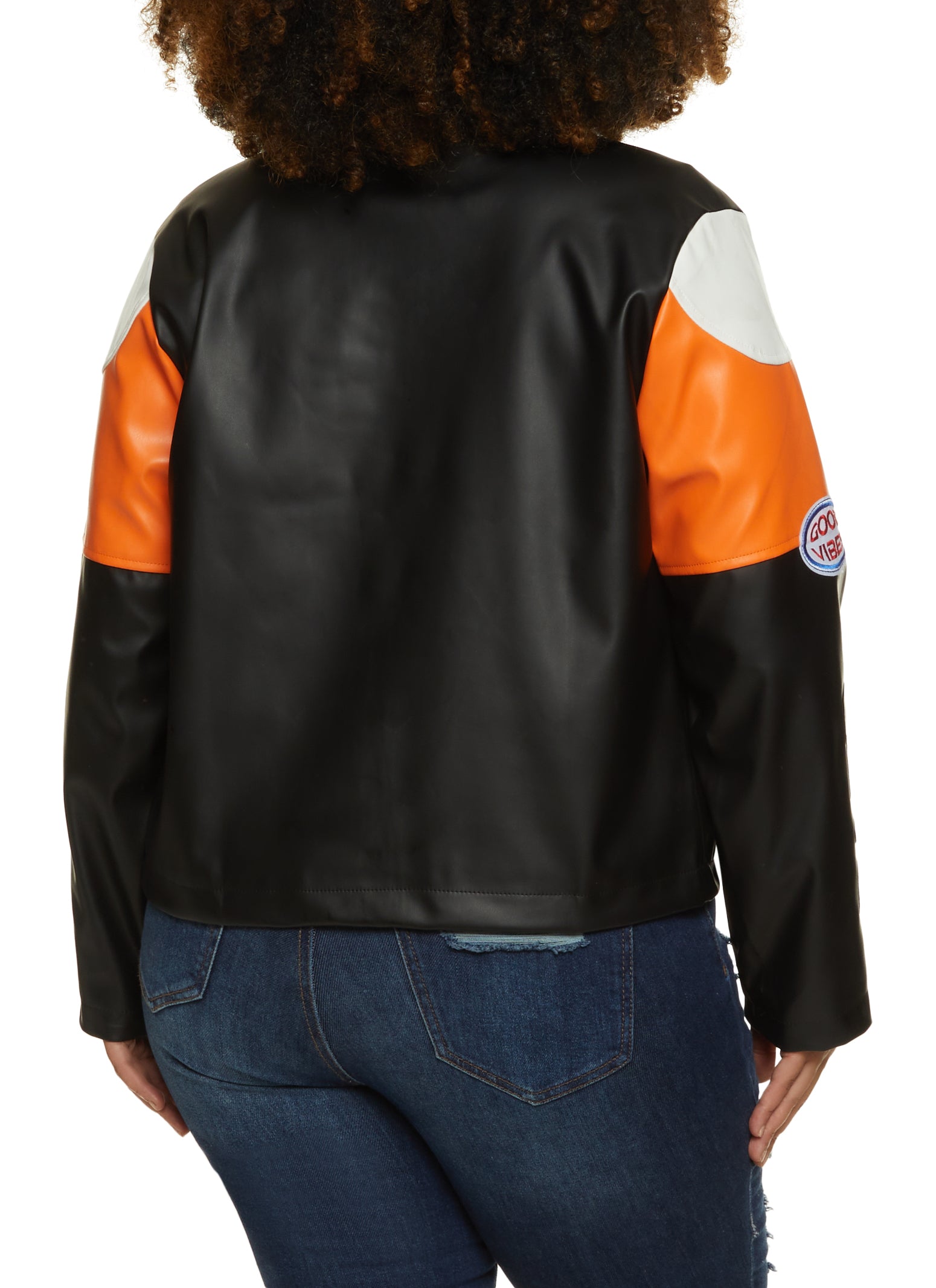 graphics leather varsity black orange