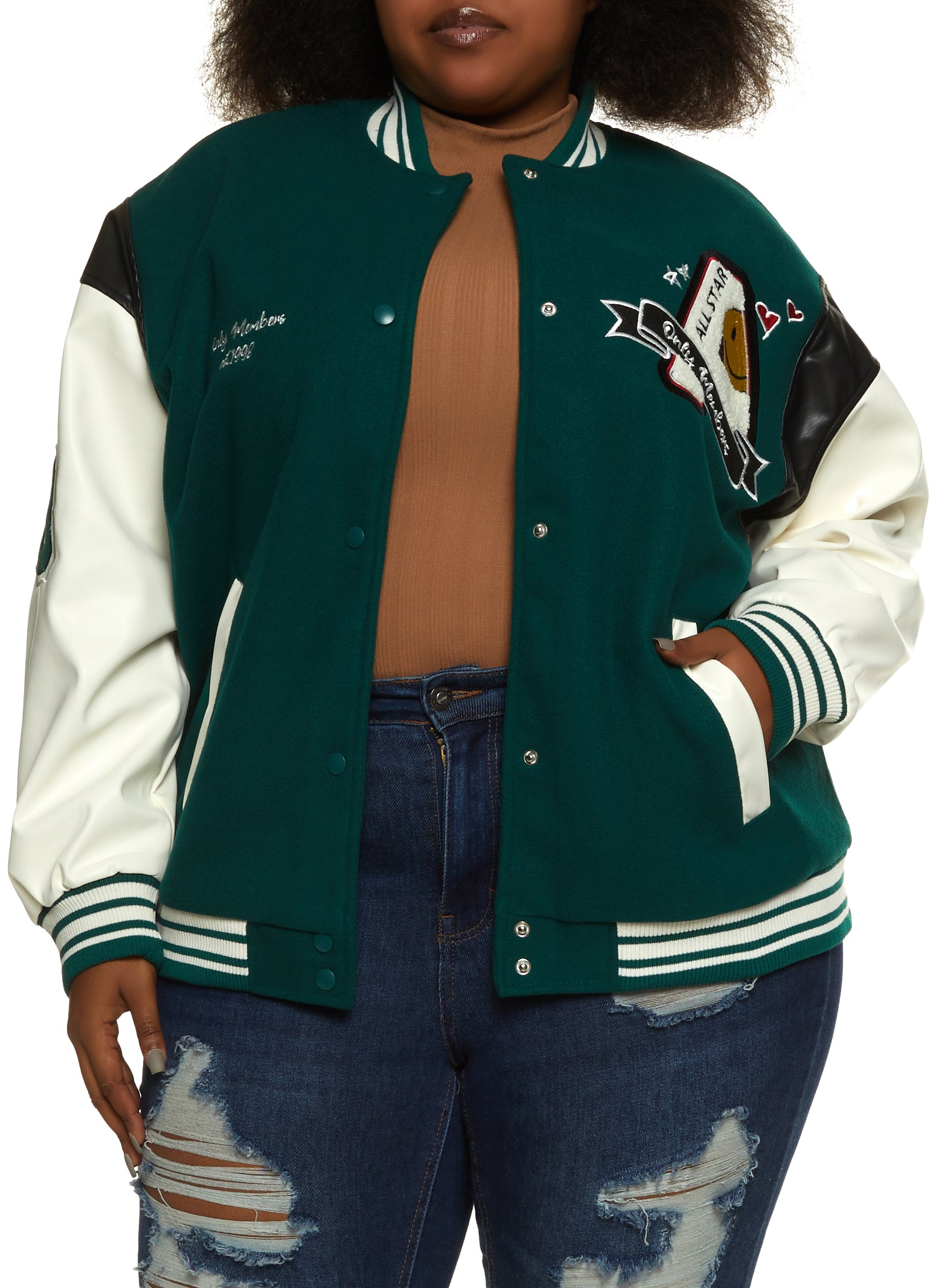 Varsity Bomber Jacket with Logo Embroidery