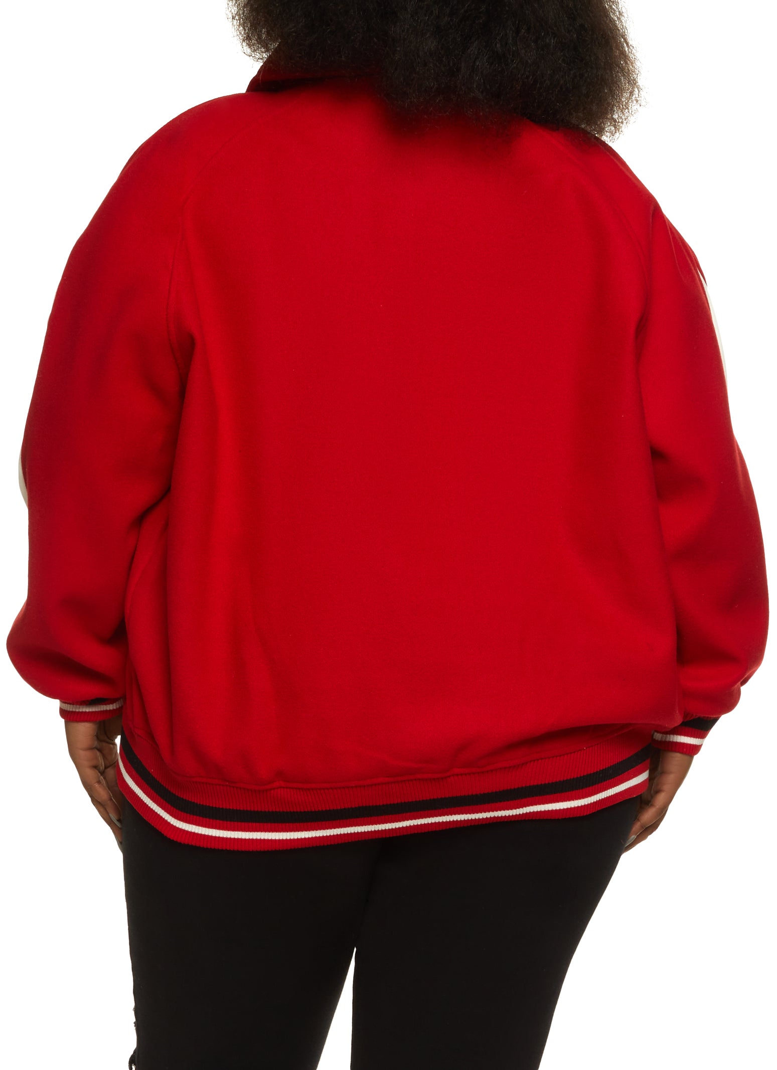 VARSITY BOMBER JACKET WITH PATCHES - Red