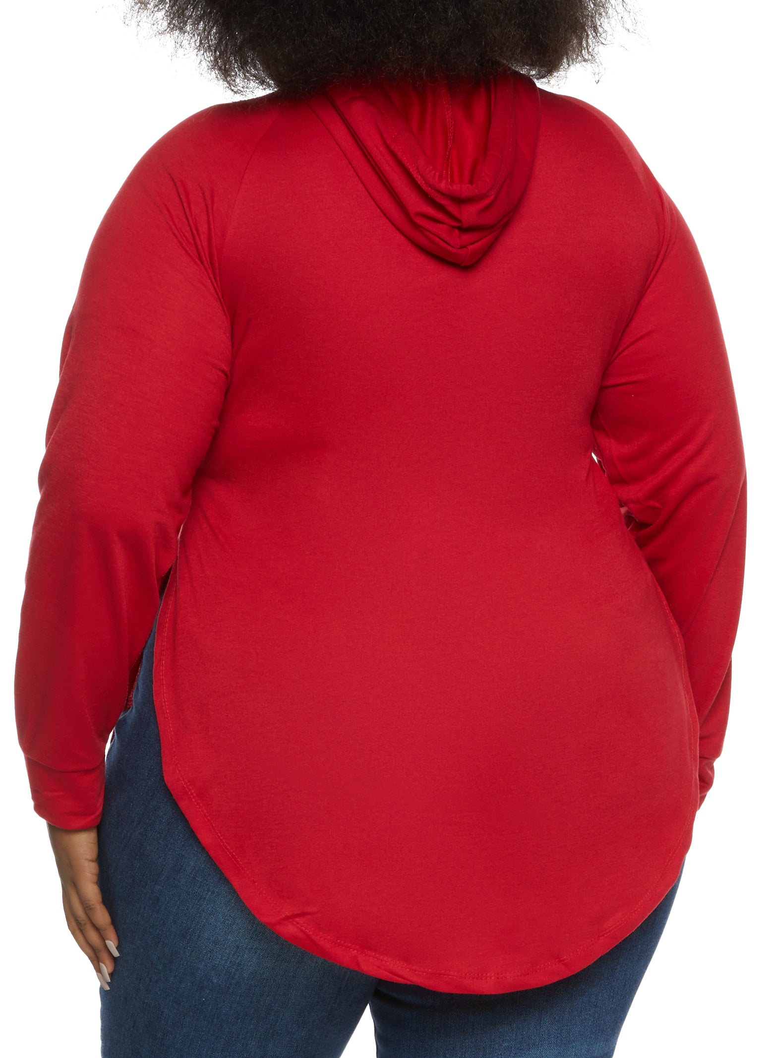 Plus Size Faith Laser Cut Hooded Sweatshirt Red