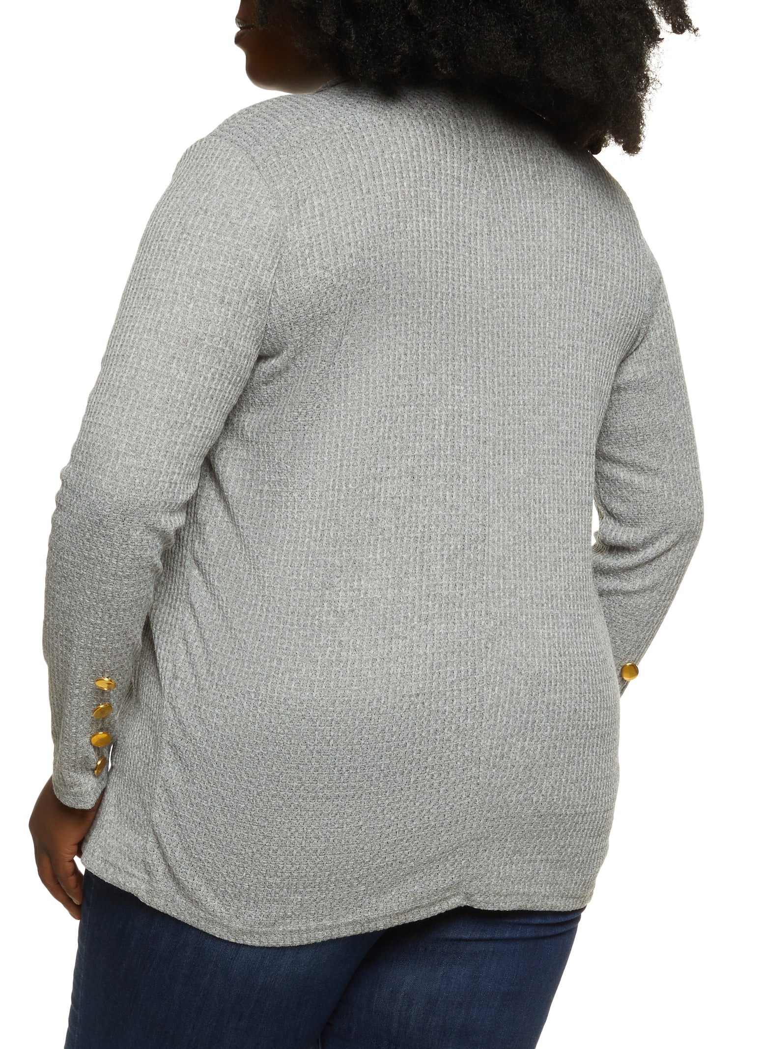 Plus Size Waffle Knit Open Front Cardigan