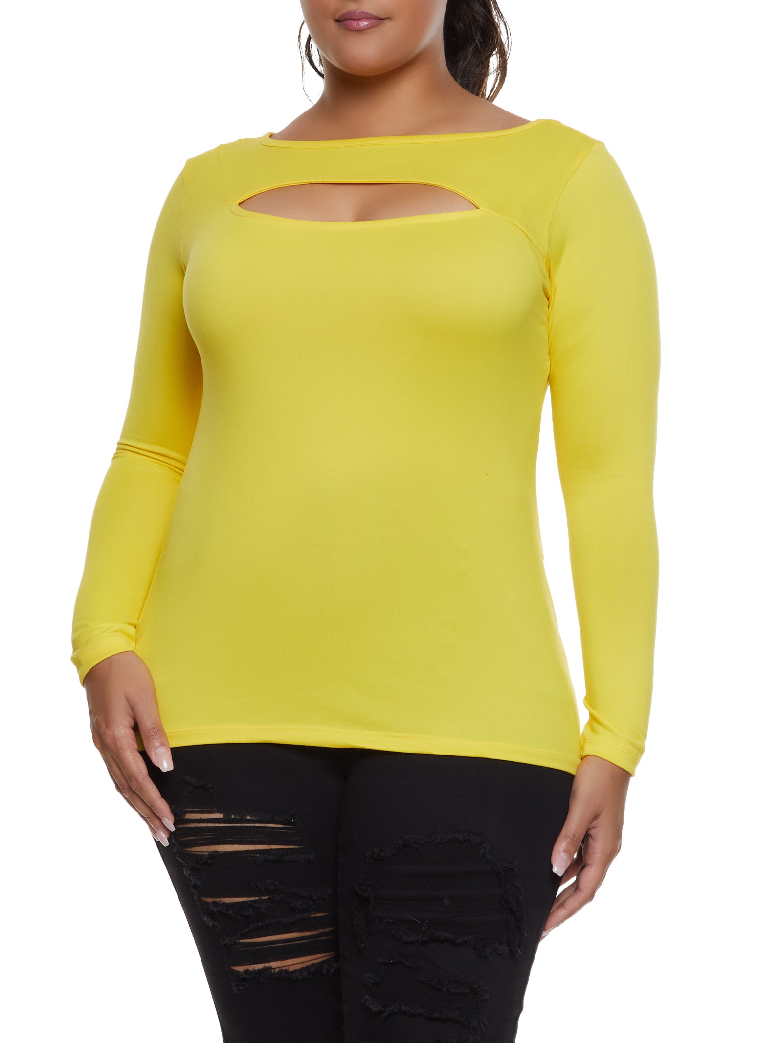 Plus size yellow shop long sleeve shirt