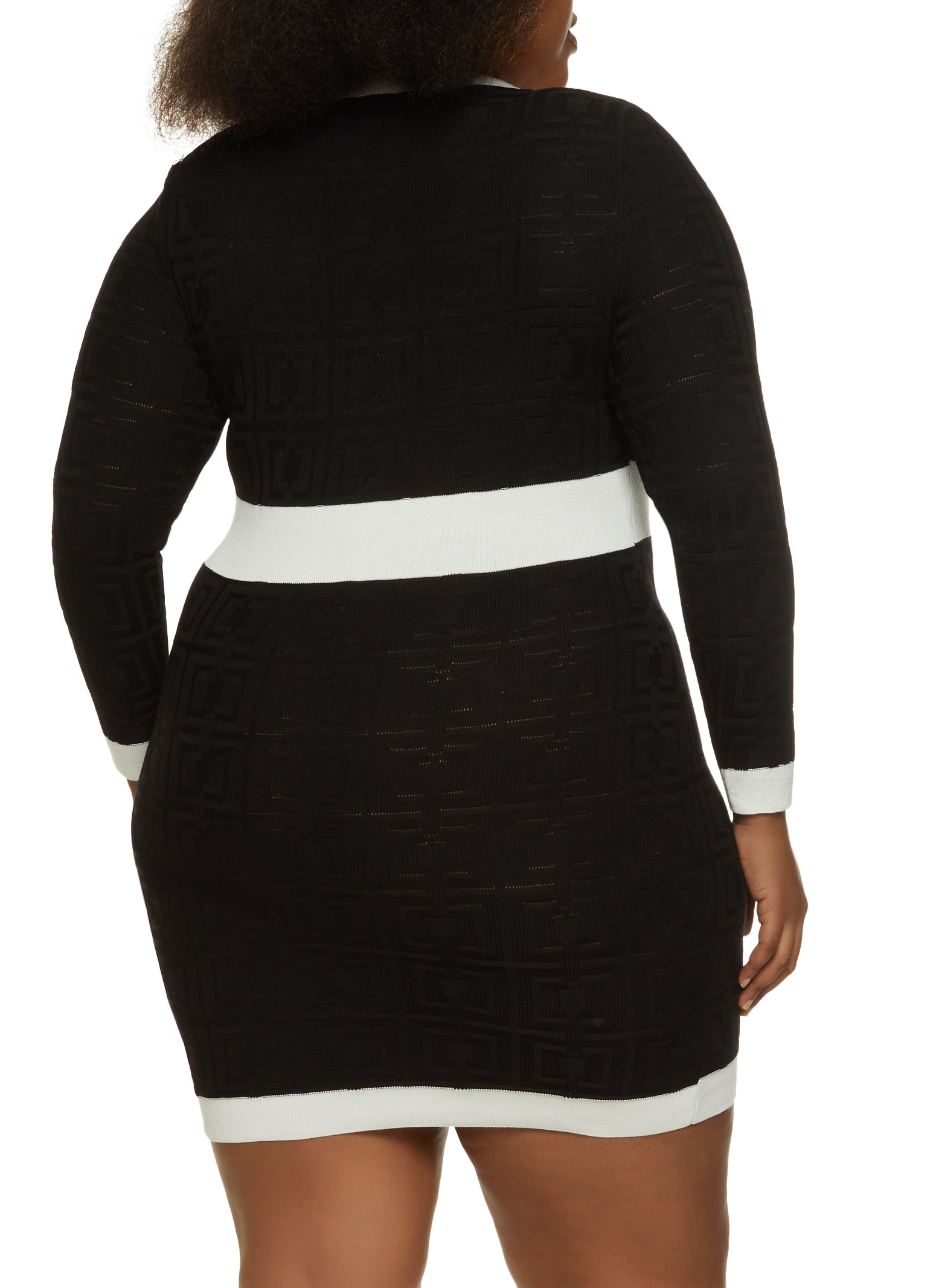 Plus Size Textured Knit Faux Button Sweater Dress