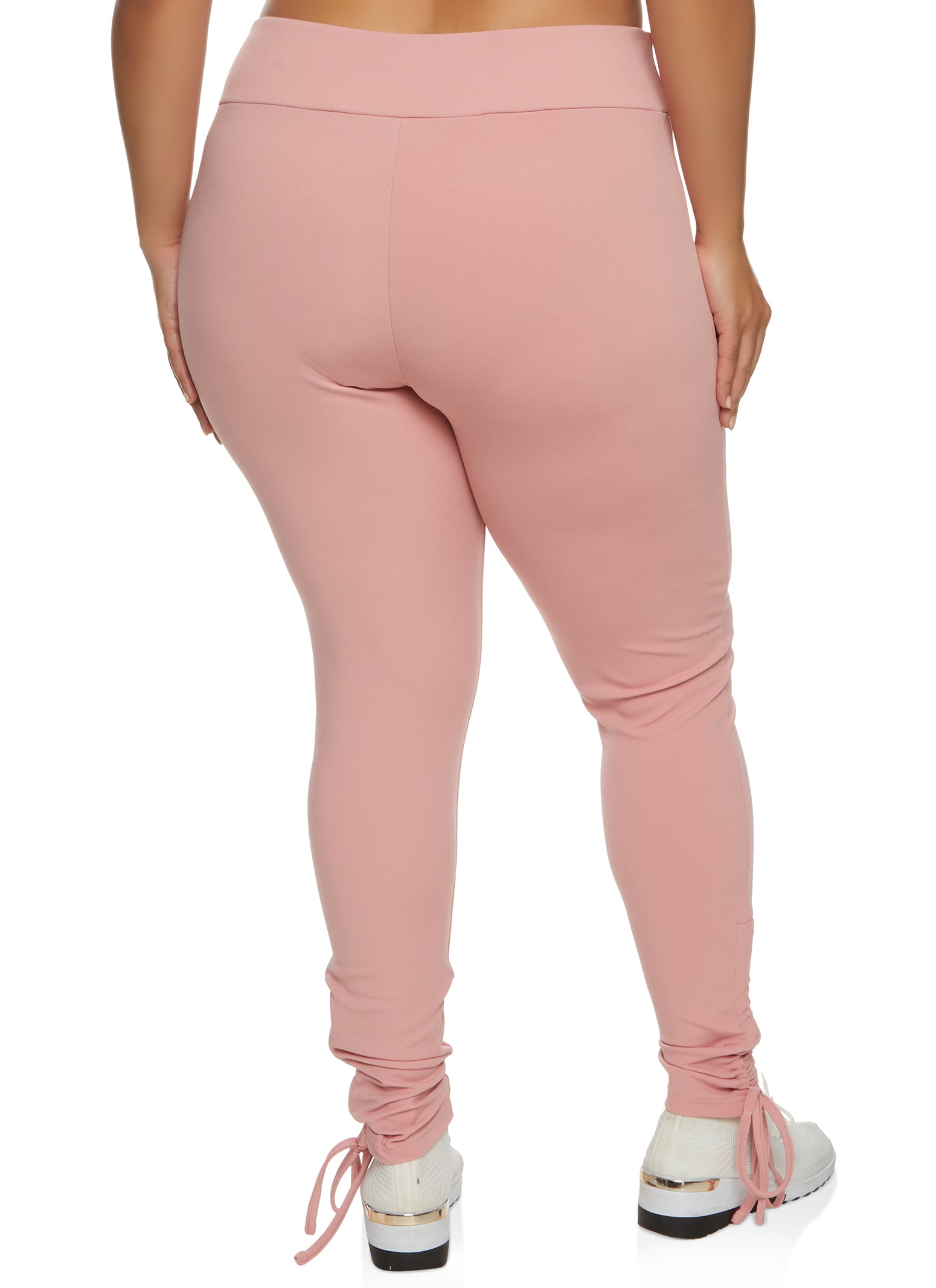 Ruched Drawstring Active Leggings - Mauve