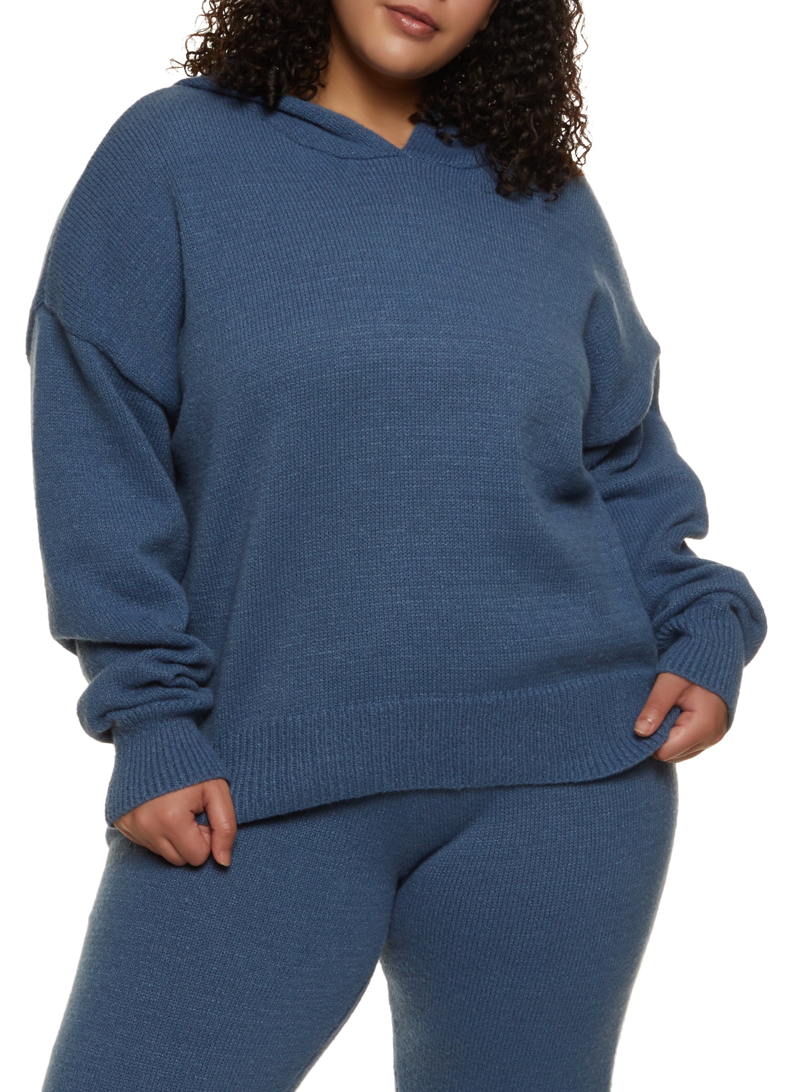 Plus Size Denim Pullover Sweatshirt - Medium Wash