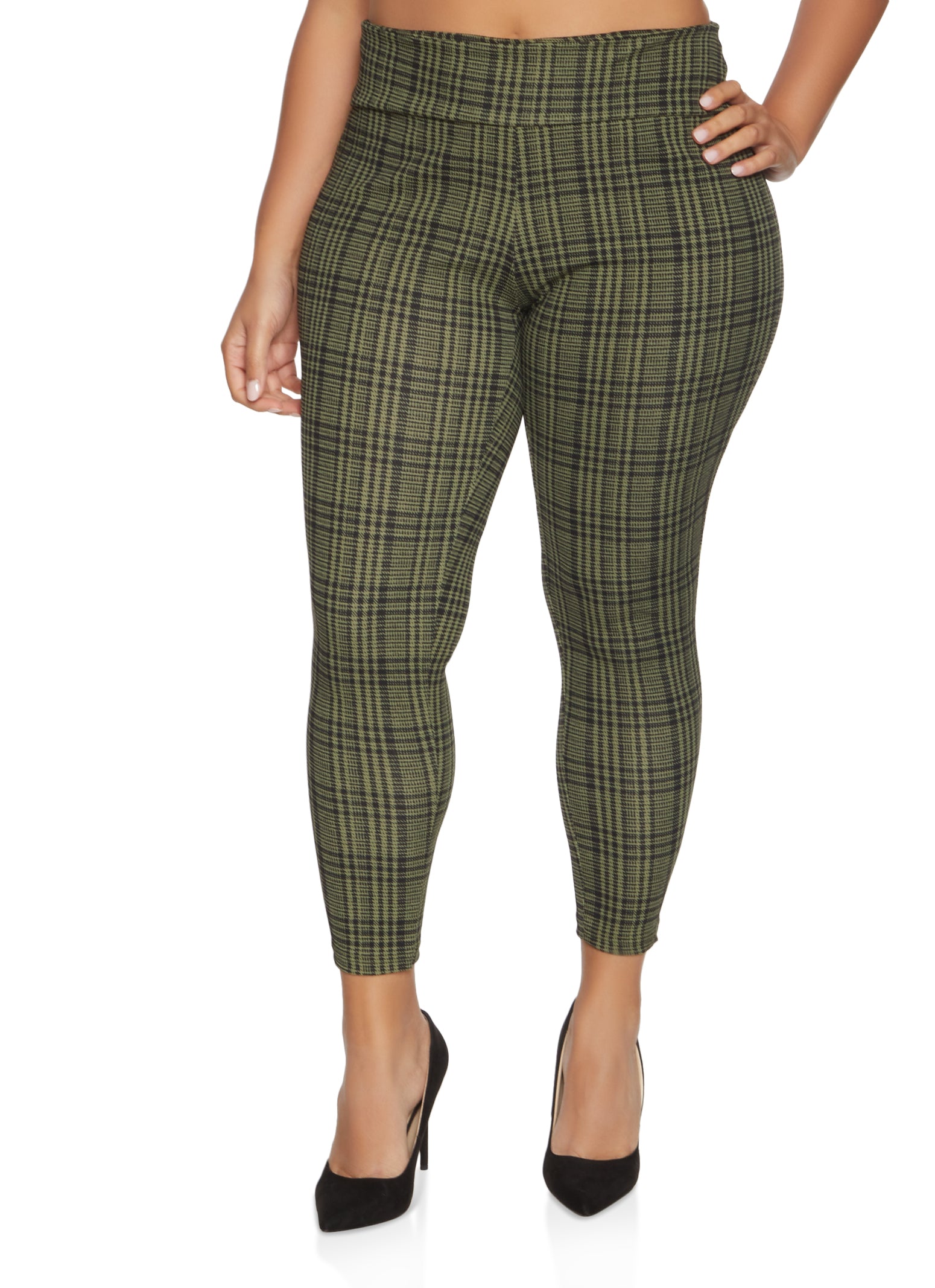 Plus size 2024 plaid dress pants