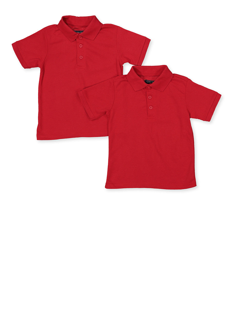 Boys 8-16 2 Pack Basic Short Sleeve Polo Shirts, Red, Size M | Rainbow Shops