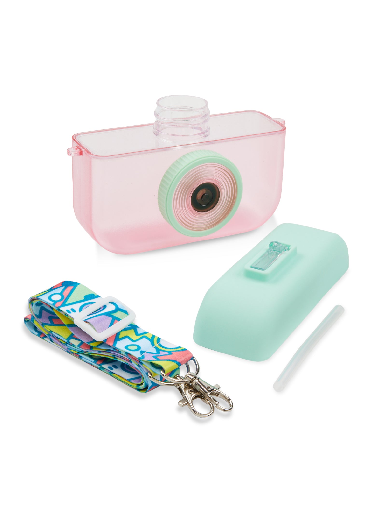 Pink Camera Water-Filled Glitter Keychain
