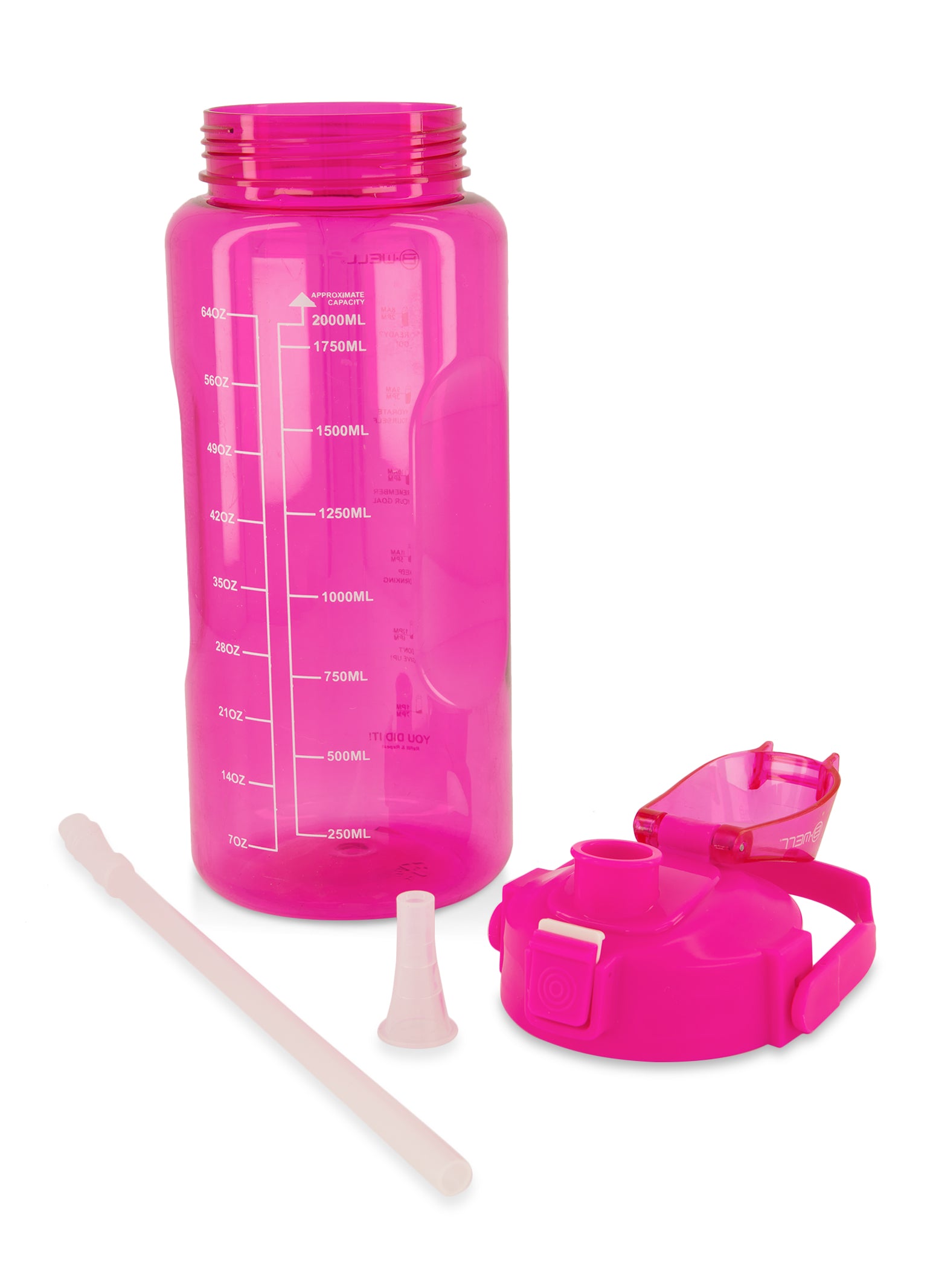 Ombre Motivational Flip Straw Water Bottle - Pink