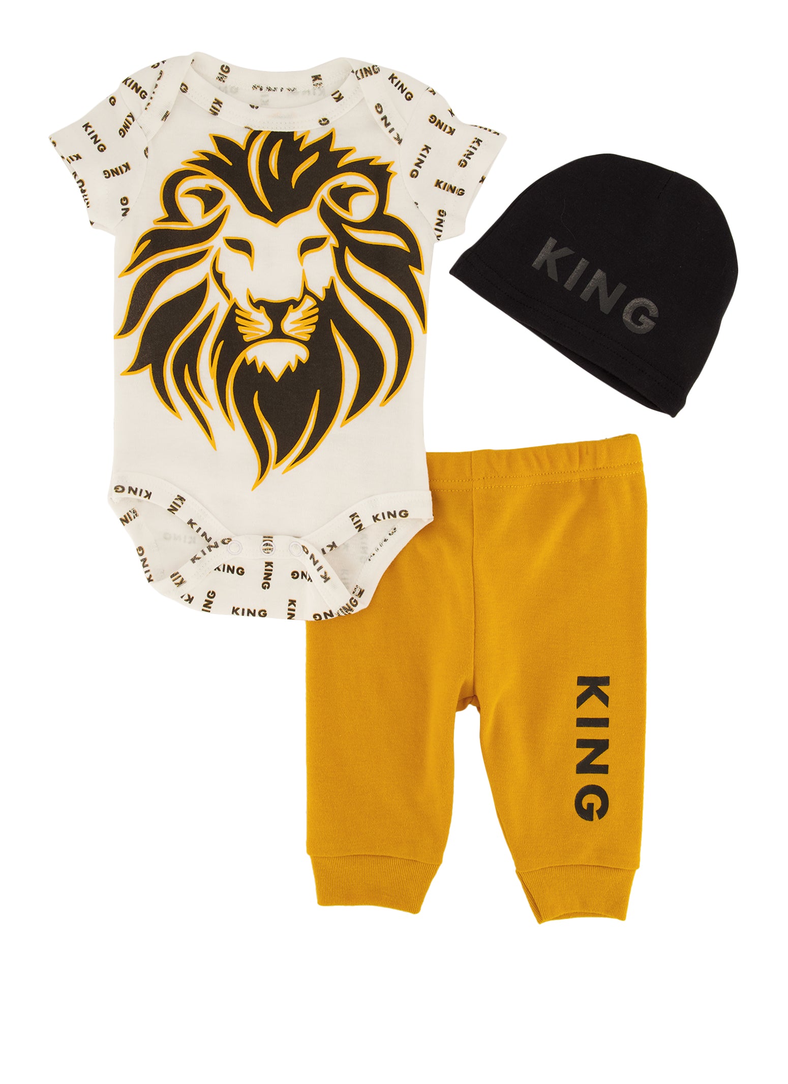 Lions Baby Boys 3-Piece Bodysuit, Sleep 'n Play, and Cap Set