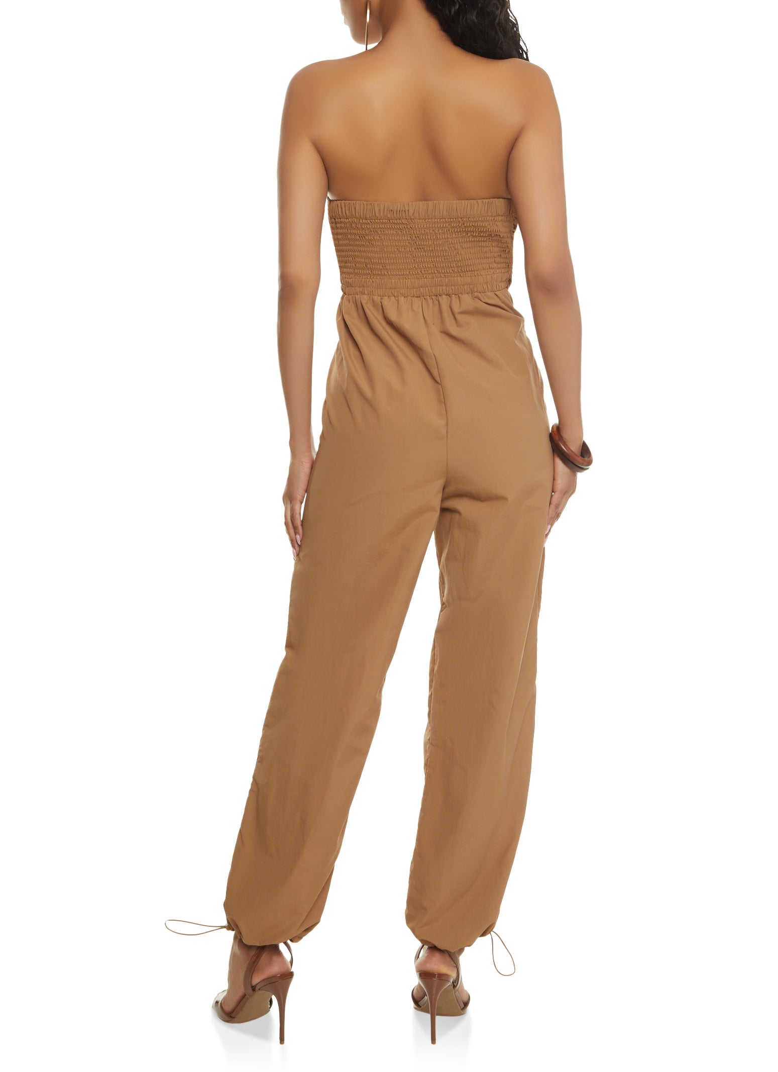 Ruched Strapless Cargo Pocket Jumpsuit