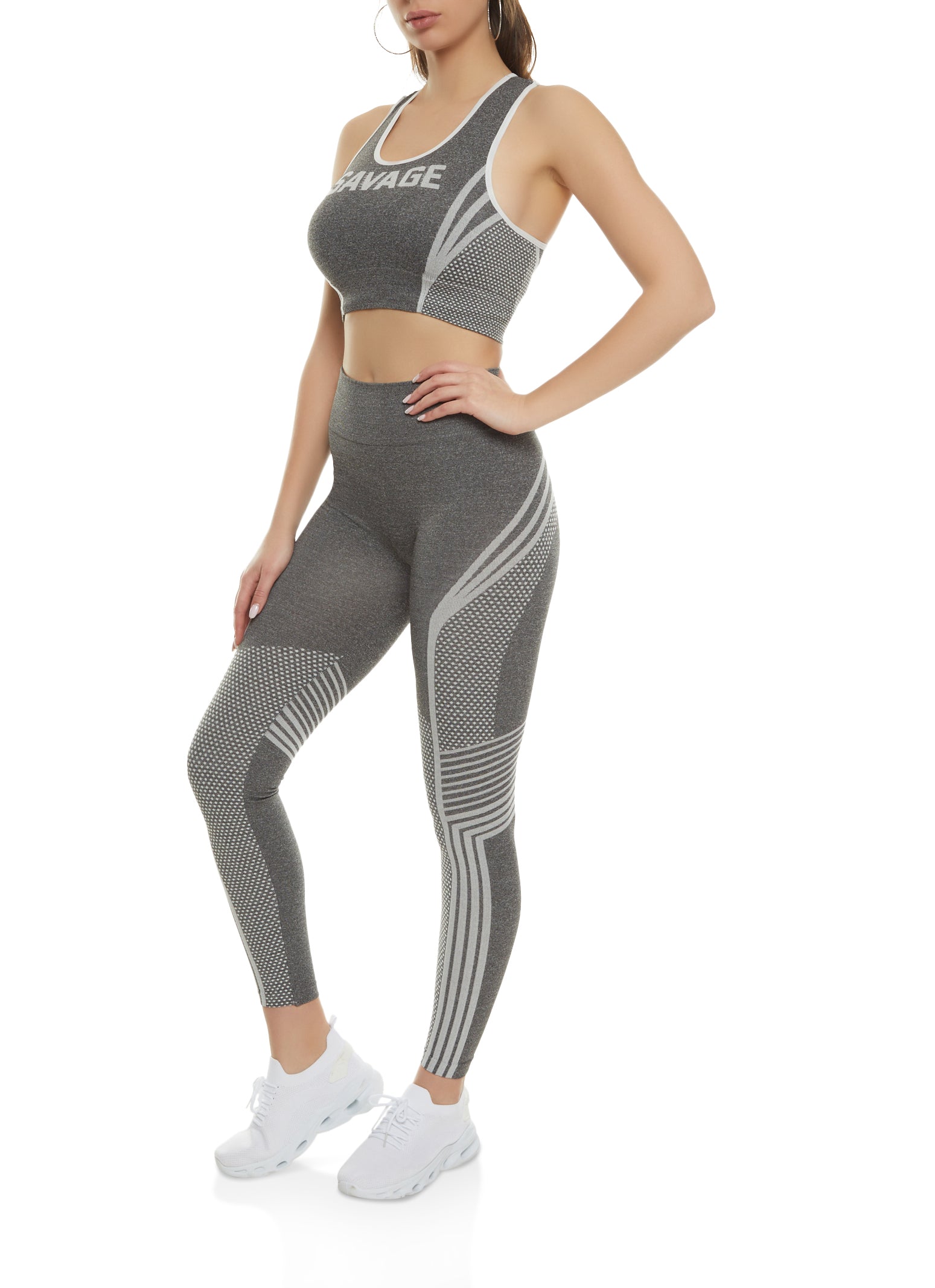 Seamless Textured Waistband Ribbed Leggings