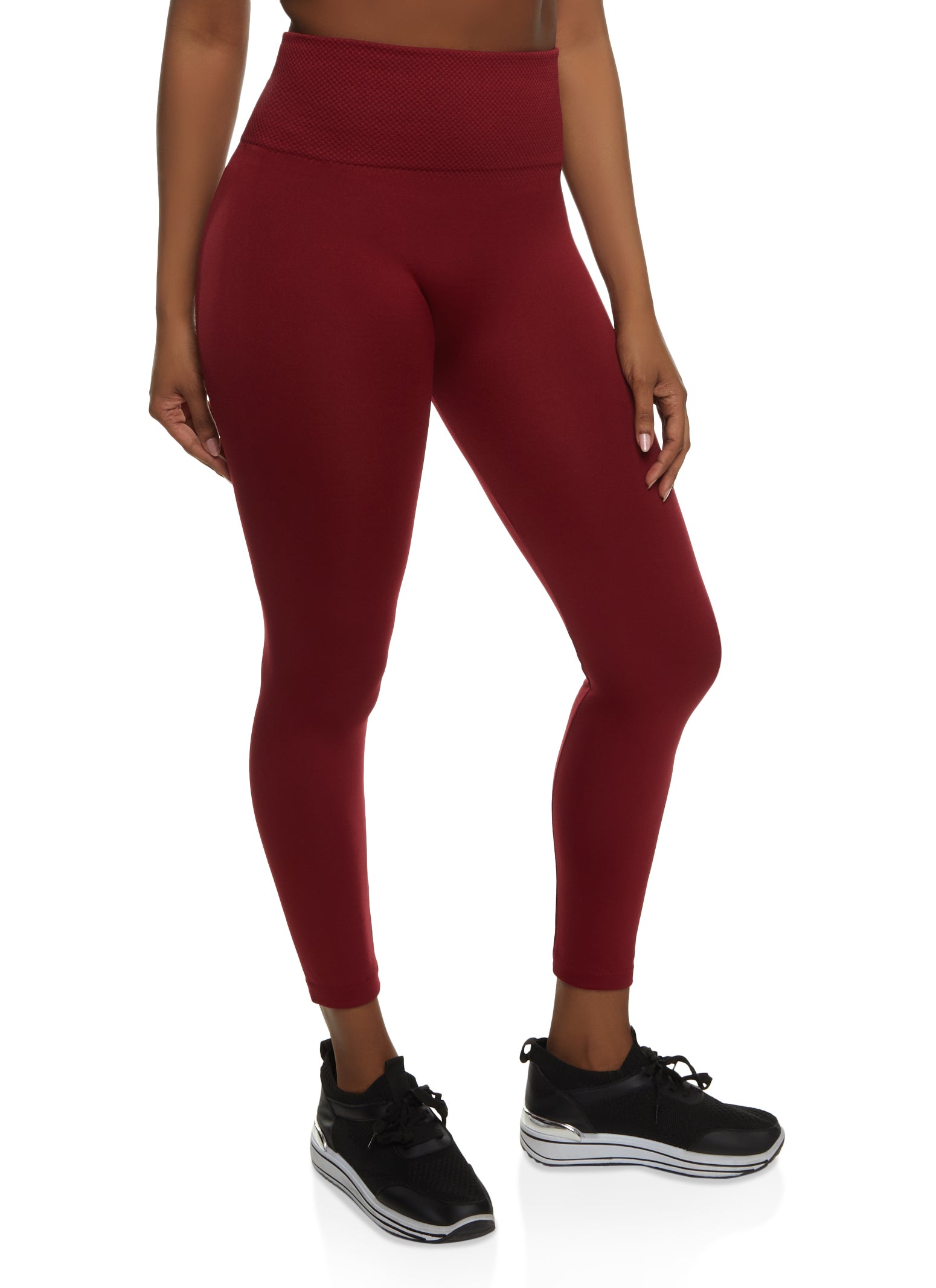 Womens Leggings | Solid Red Leggings | Yoga Pants | Footless Tights |  No-Roll Waistband