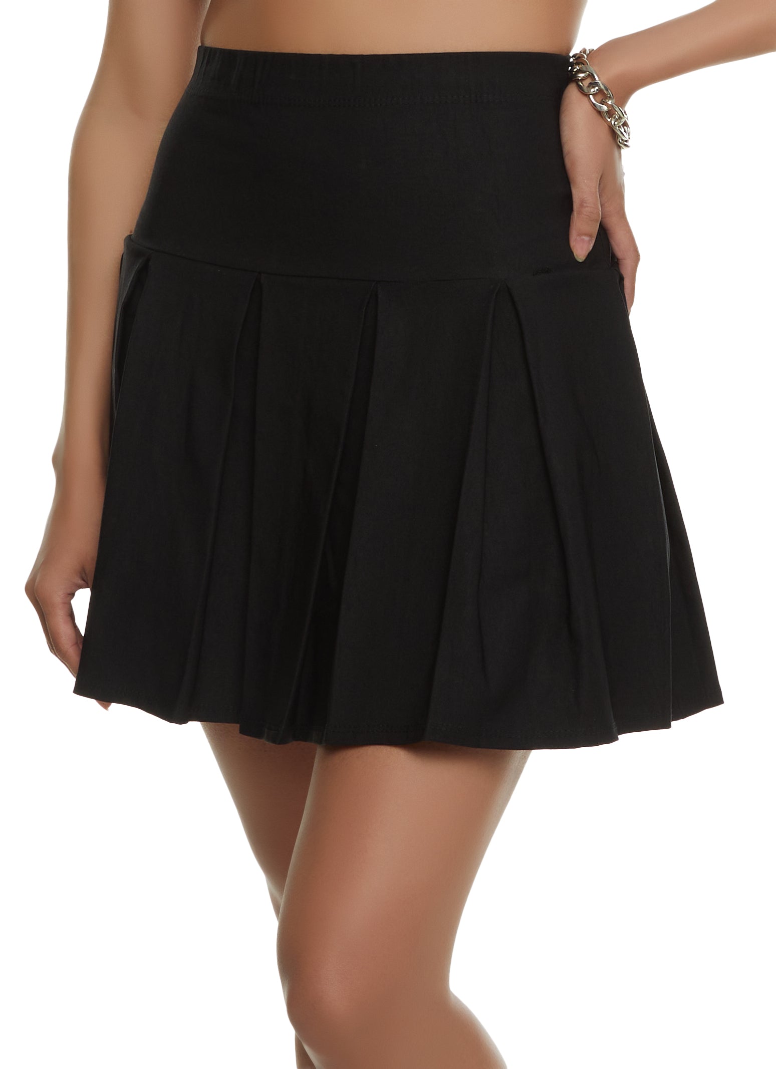 High Waist Knit Skater Skirt