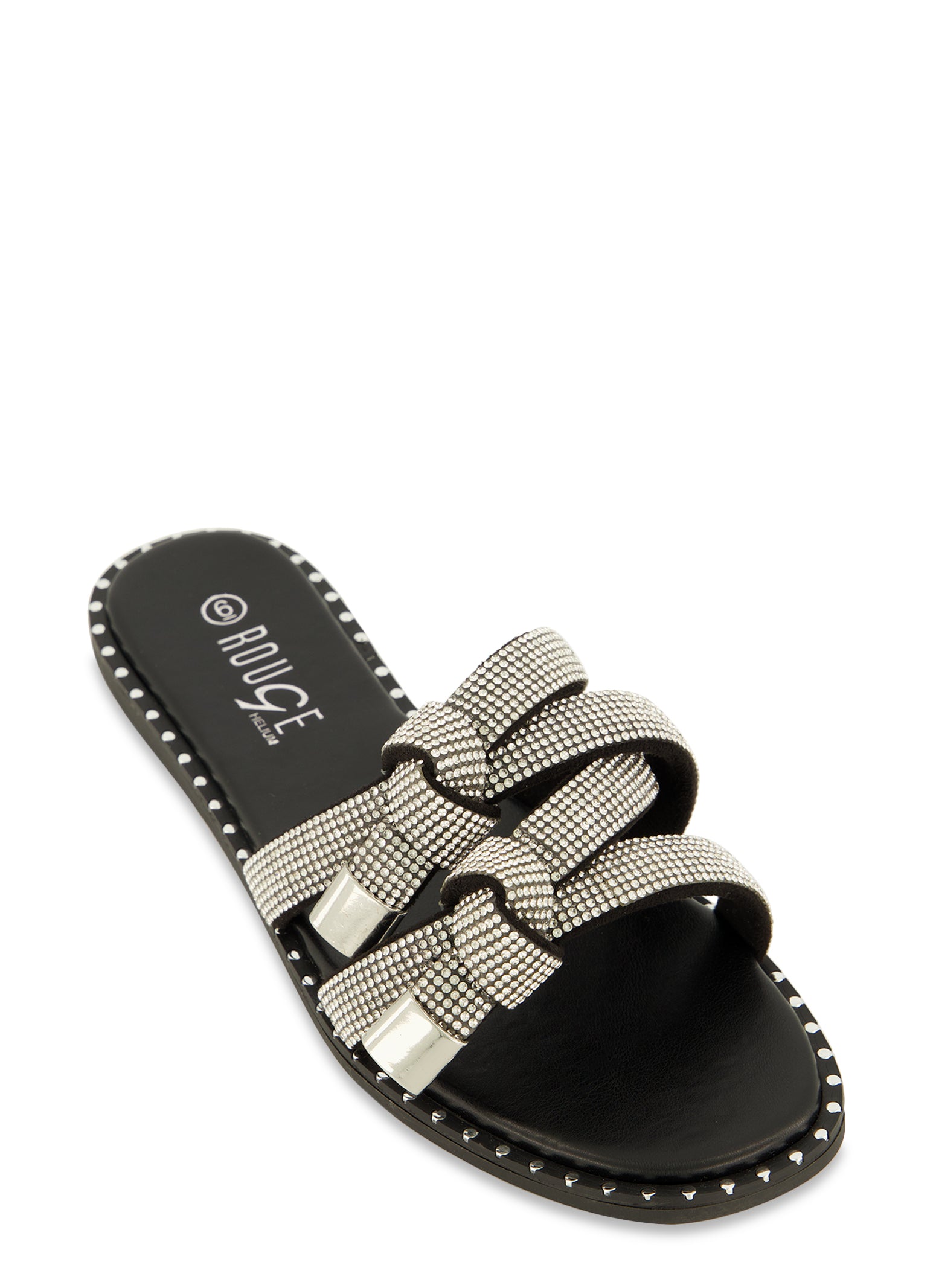 Rhinestone best sale slides black