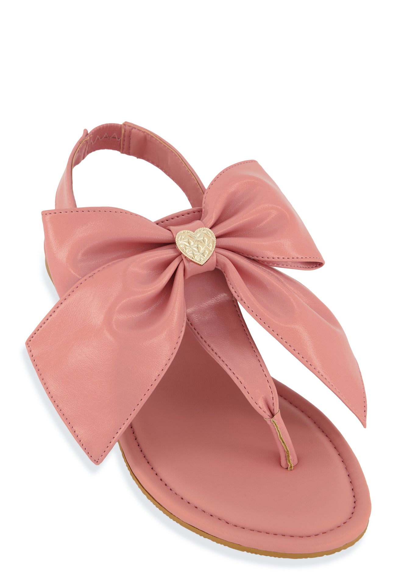 Heart Charm Bow Corded Thong Sandals