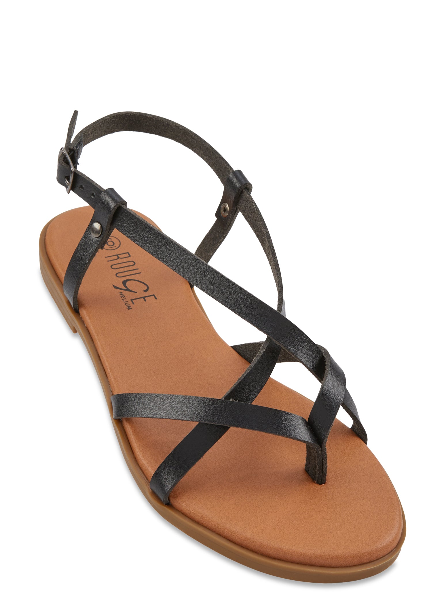 Toe Loop Caged Flat Sandals - Tan