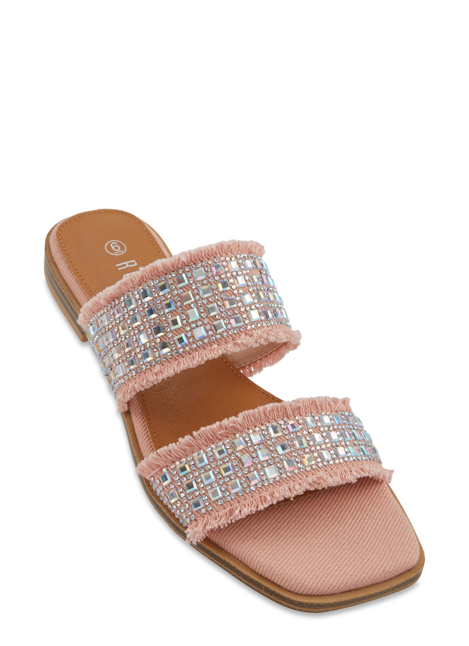 Women's Rhinestone Chain Decor Slide Sandals Trendy Square - Temu