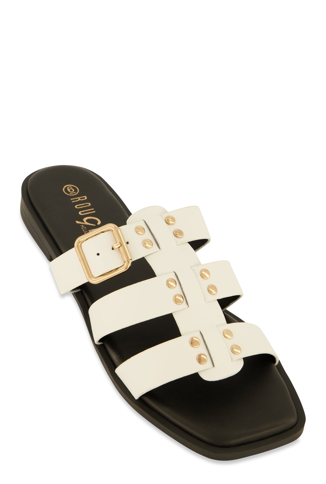 Studded Buckle Detail Slide Sandals