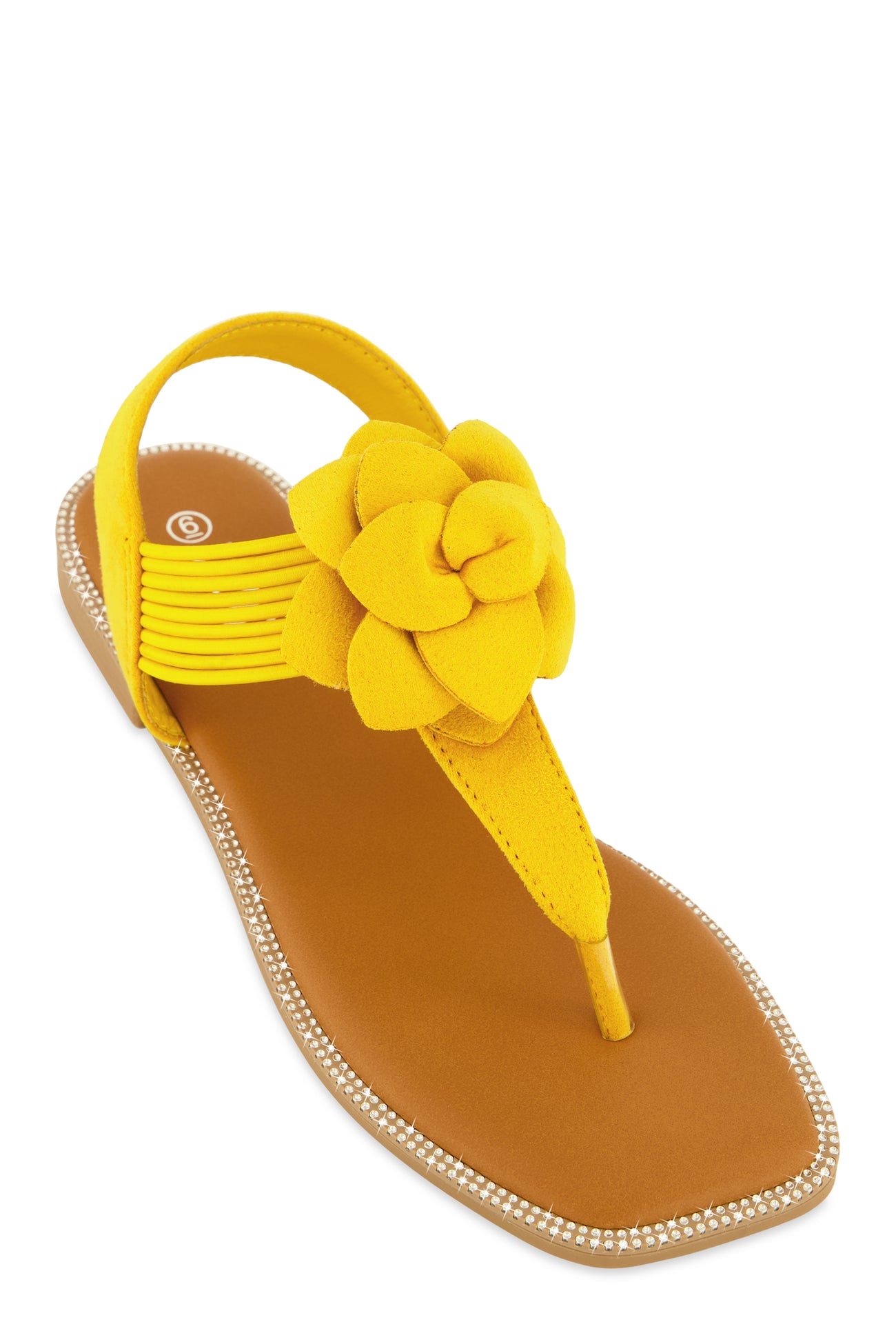 Faux Suede Flower Corded Thong Sandals