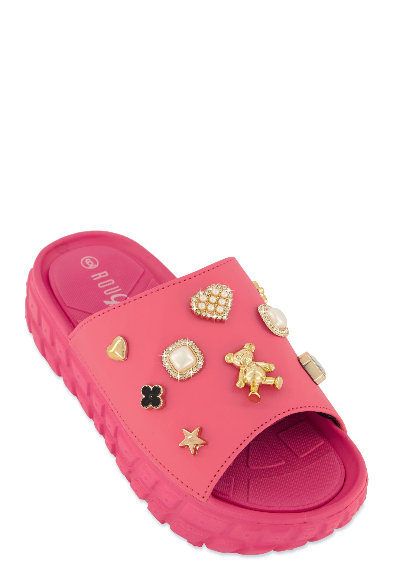 Studded Charm Platform Slide Sandals