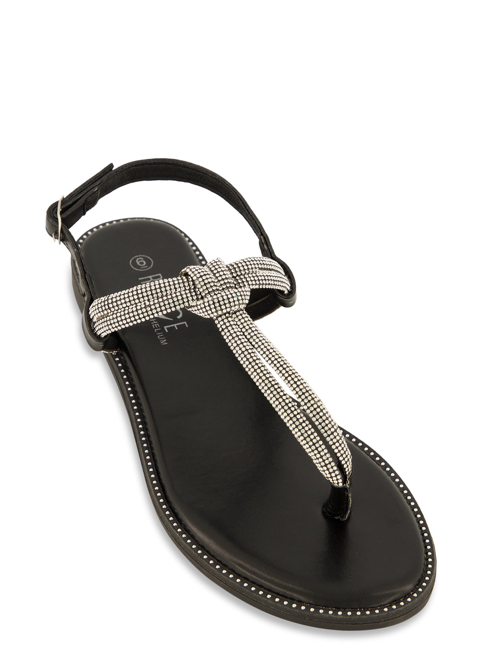 Black buckle studded cheap strap sandals