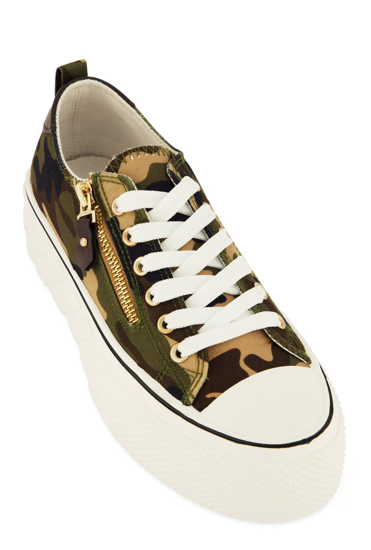 Canvas Zip Detail Platform Sneakers