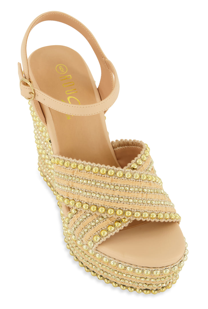 Embellished Open Toe Wedges