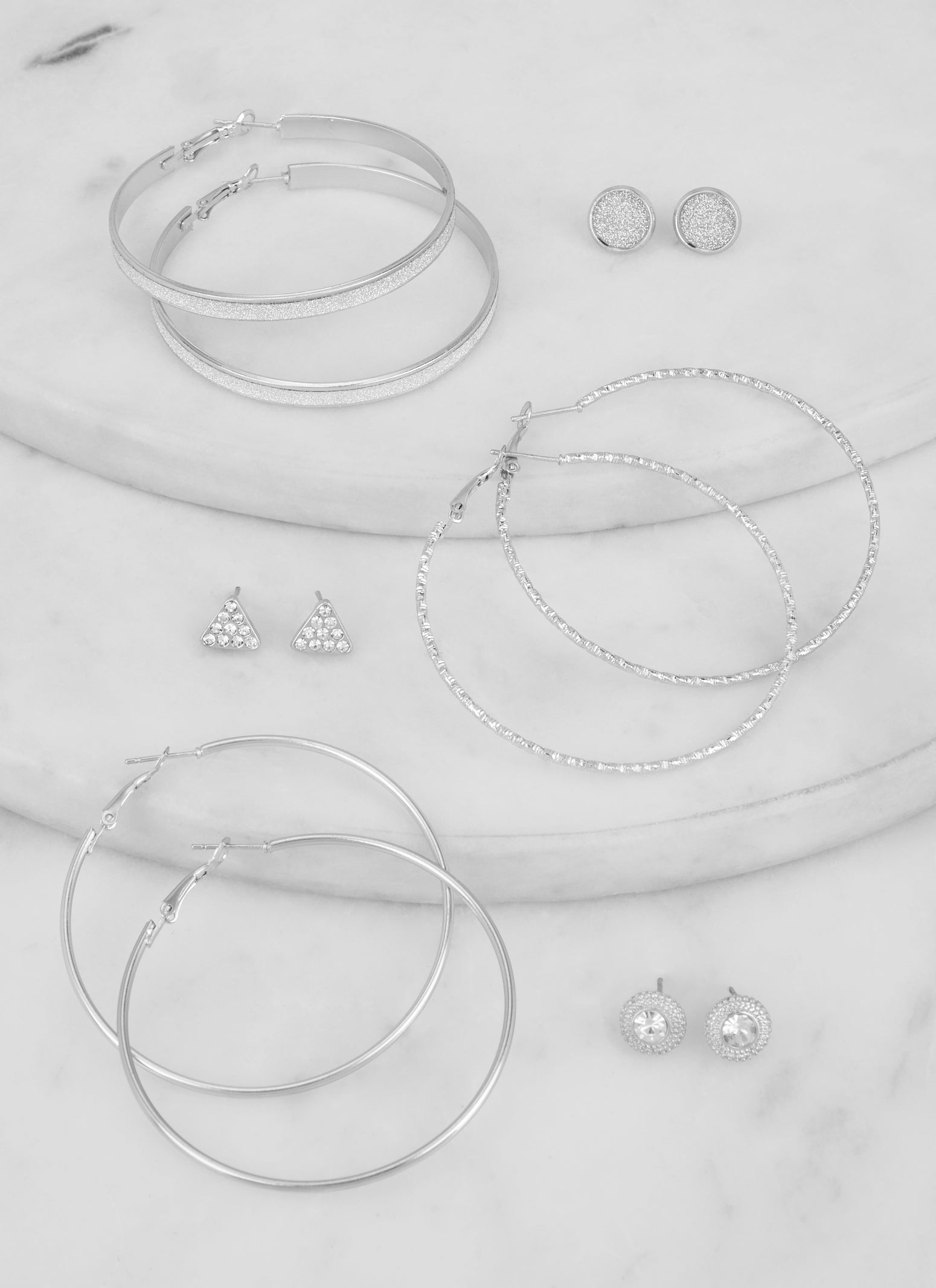 Silver Textured Hoop Earrings Set | Banana Republic Factory