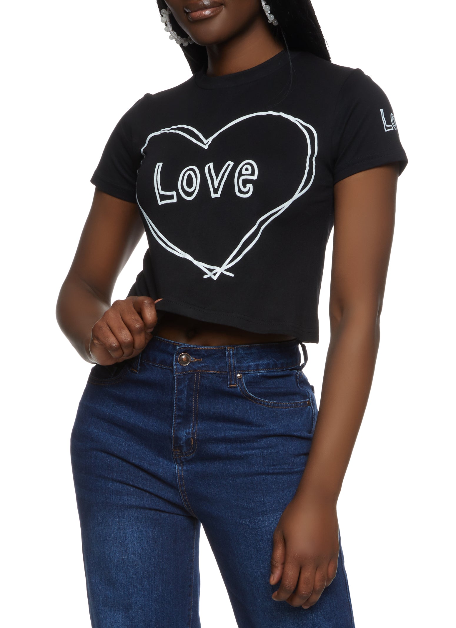 Love Heart Cropped Graphic Tee