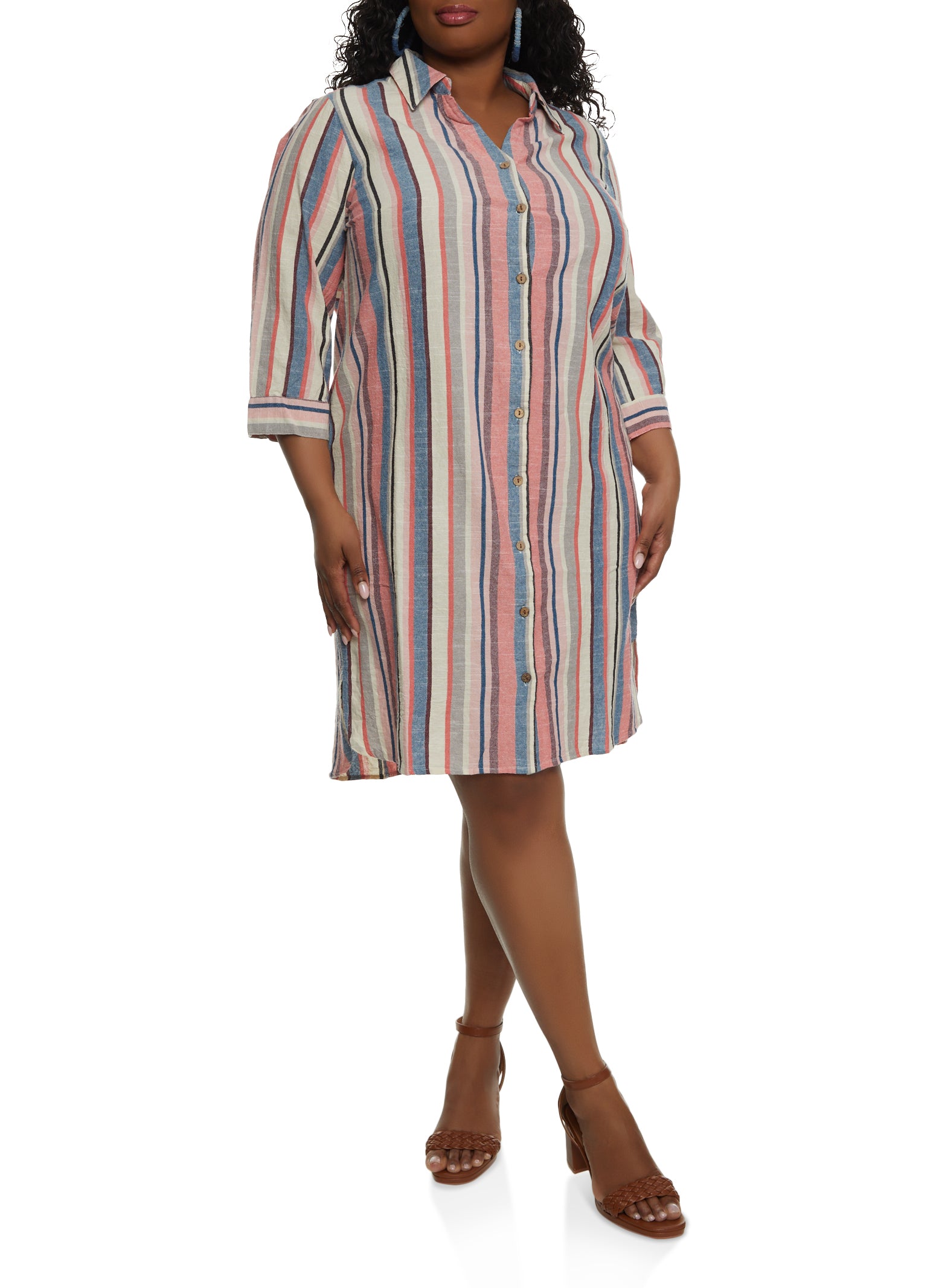 Plus Size shirtdress plus size striped dress plus size linen dresses