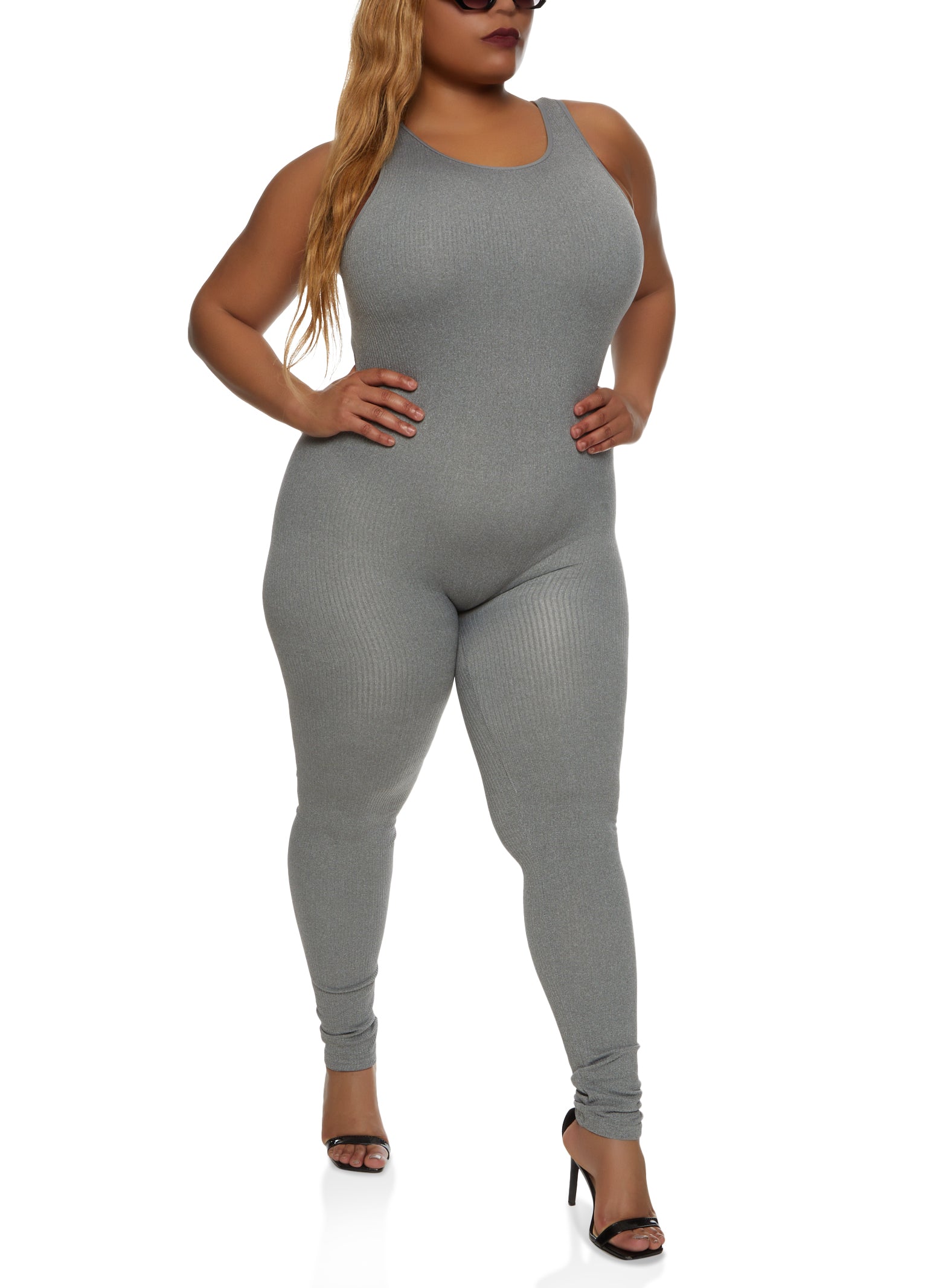 Plus Size Seamless Scoop Neck Jumpsuit