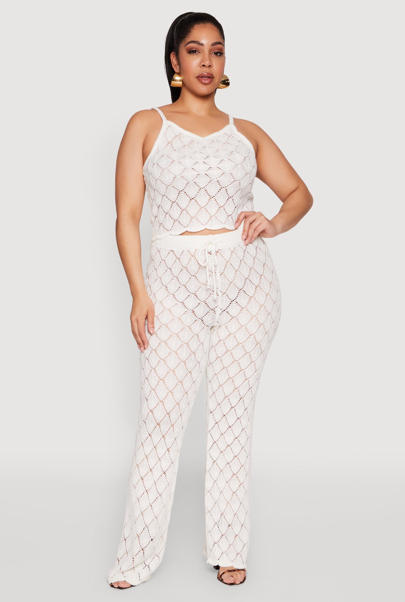 Plus Size Crochet Diamond Knit Cami
