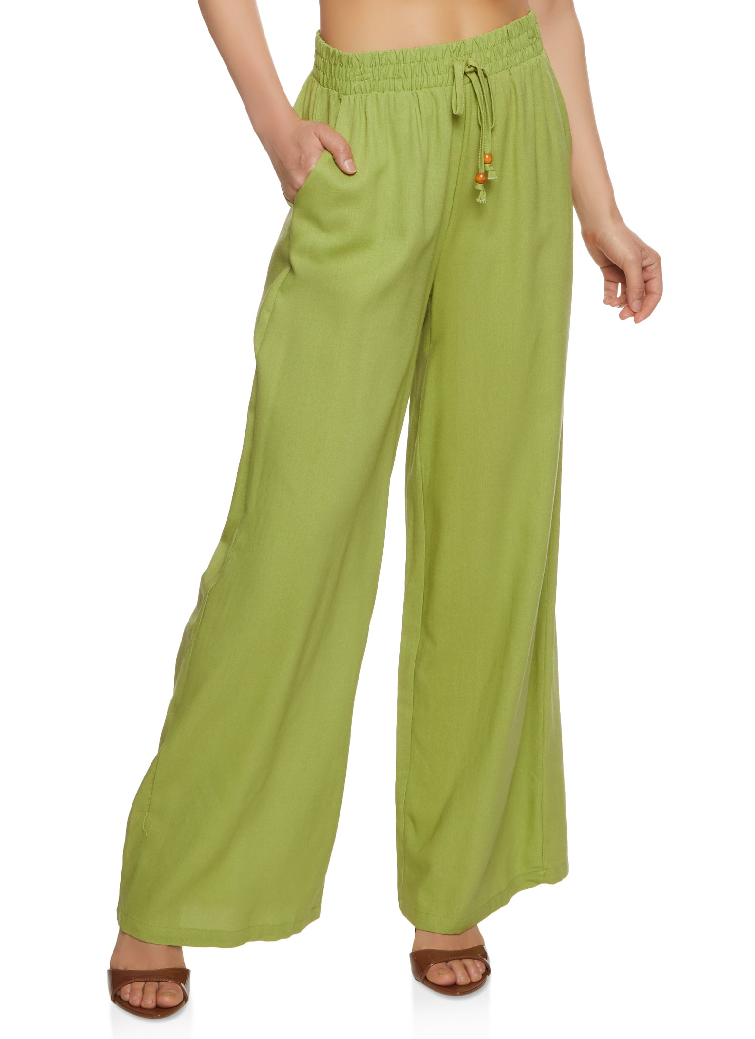 Iris Beaded Faux Drawstring Palazzo Pants