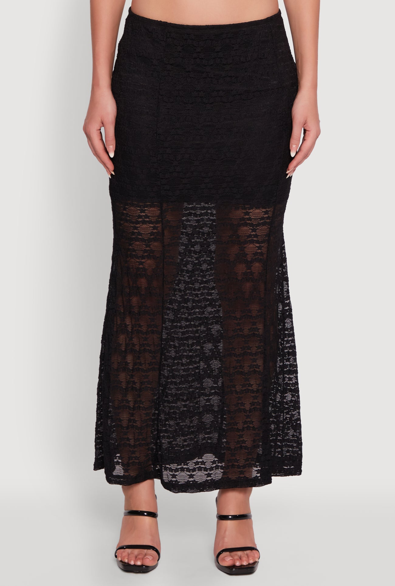 Iris Floral Lace Overlay Maxi Skirt