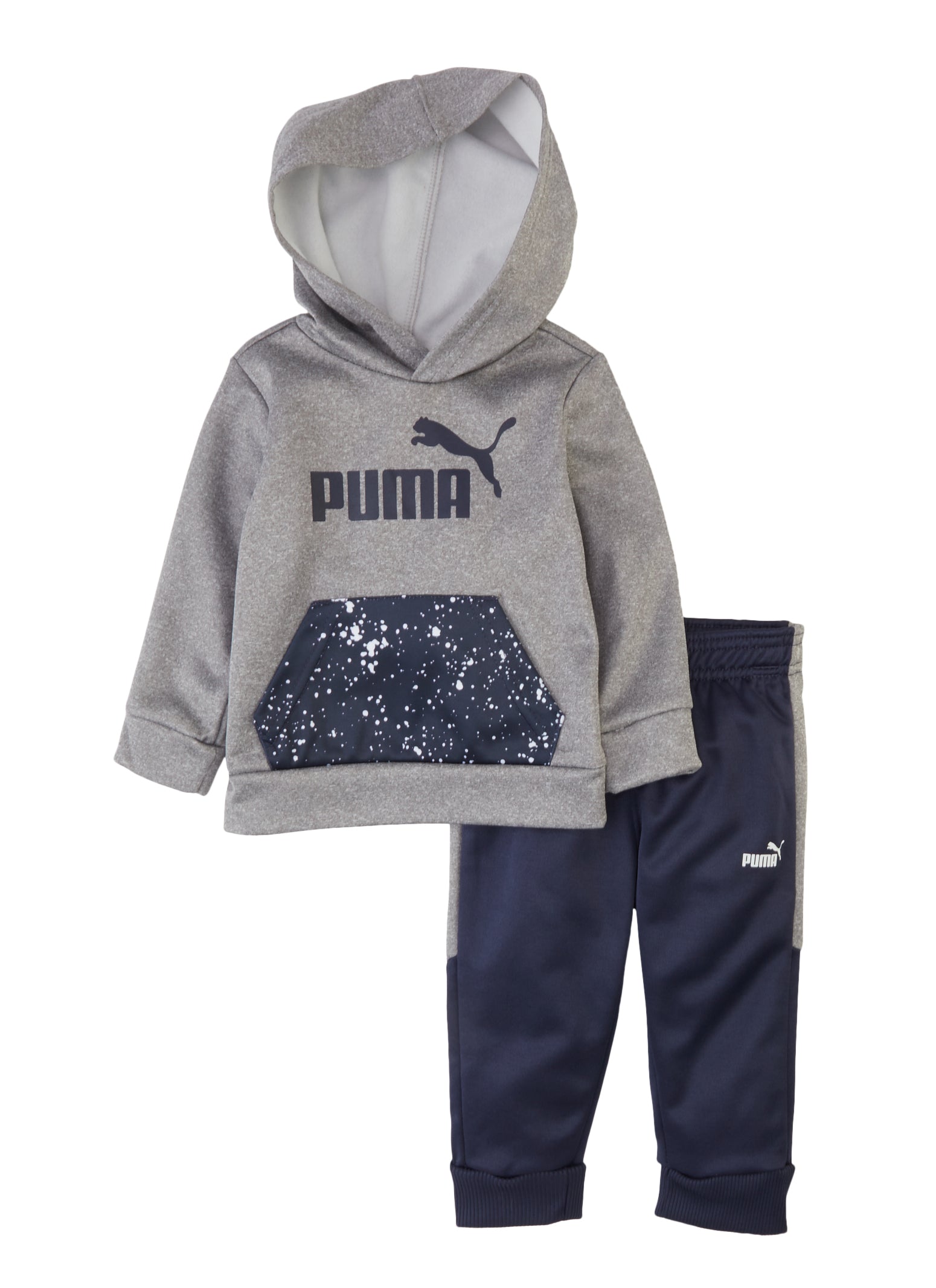 Baby Boys 12 24M Puma Paint Splatter Hoodie and Joggers Gray