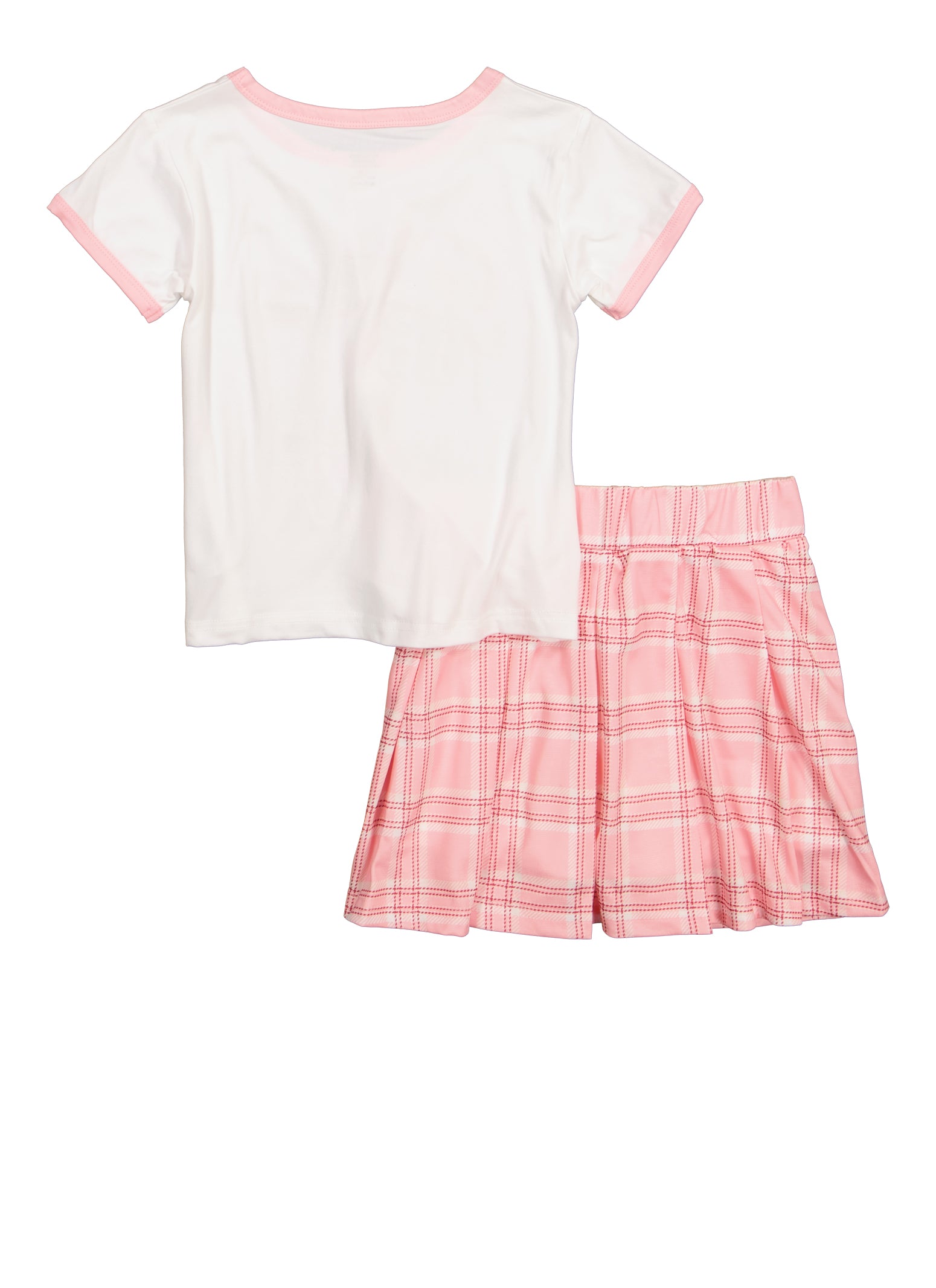 Girls California Glitter Graphic Tee and Plaid Skirt