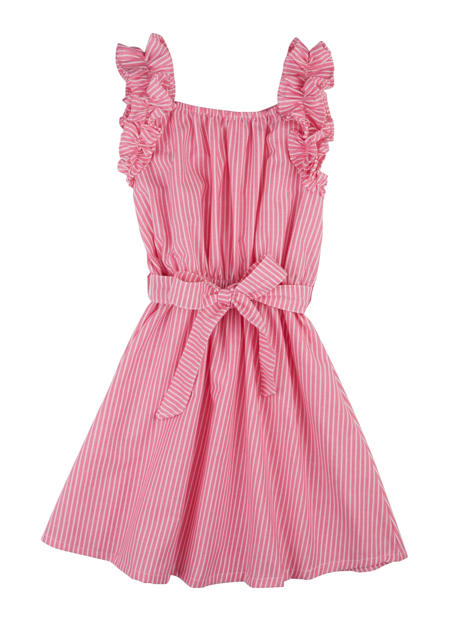 Girls Striped Tie Waist Dress