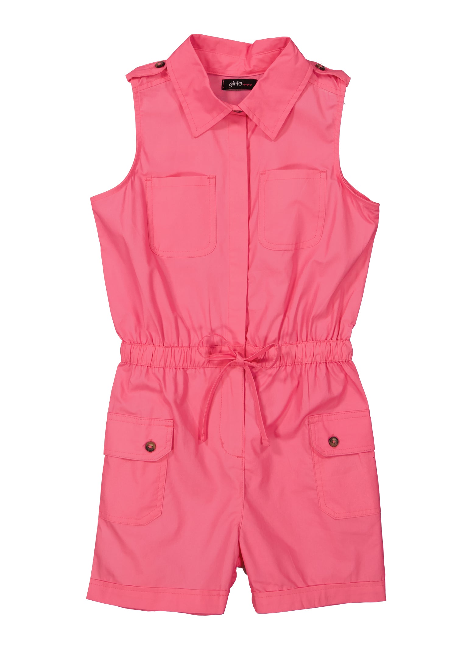 Girls Sleeveless Utility Romper