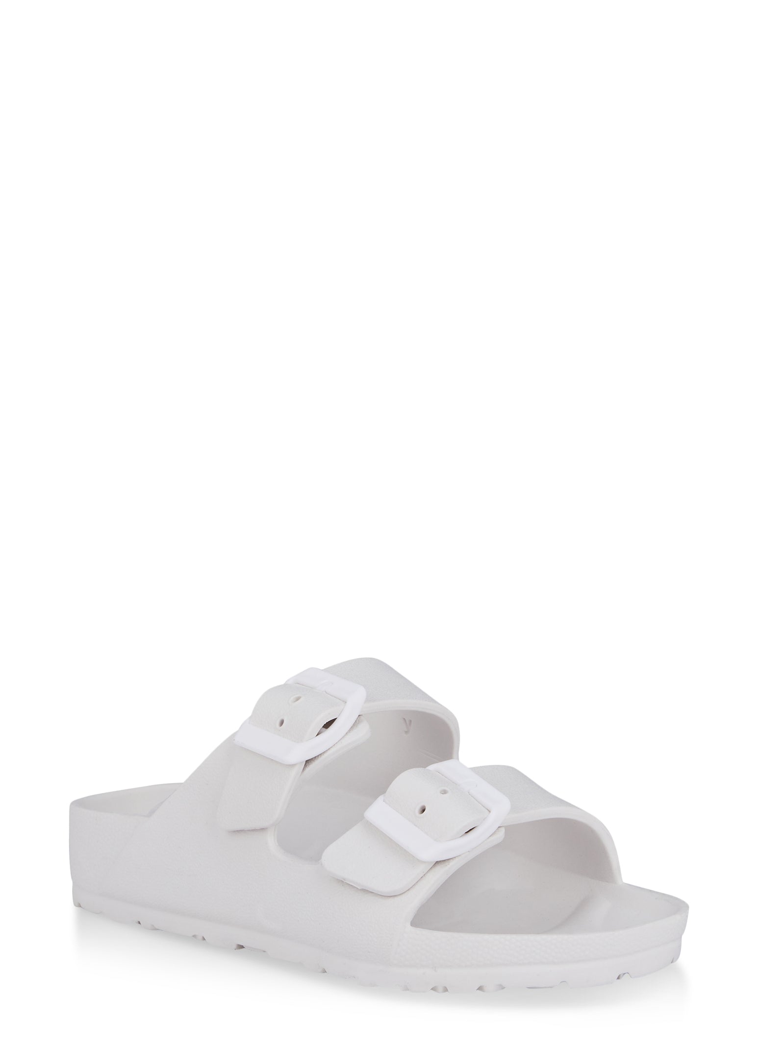 Girls Double Buckle Footbed Slide Sandals - White