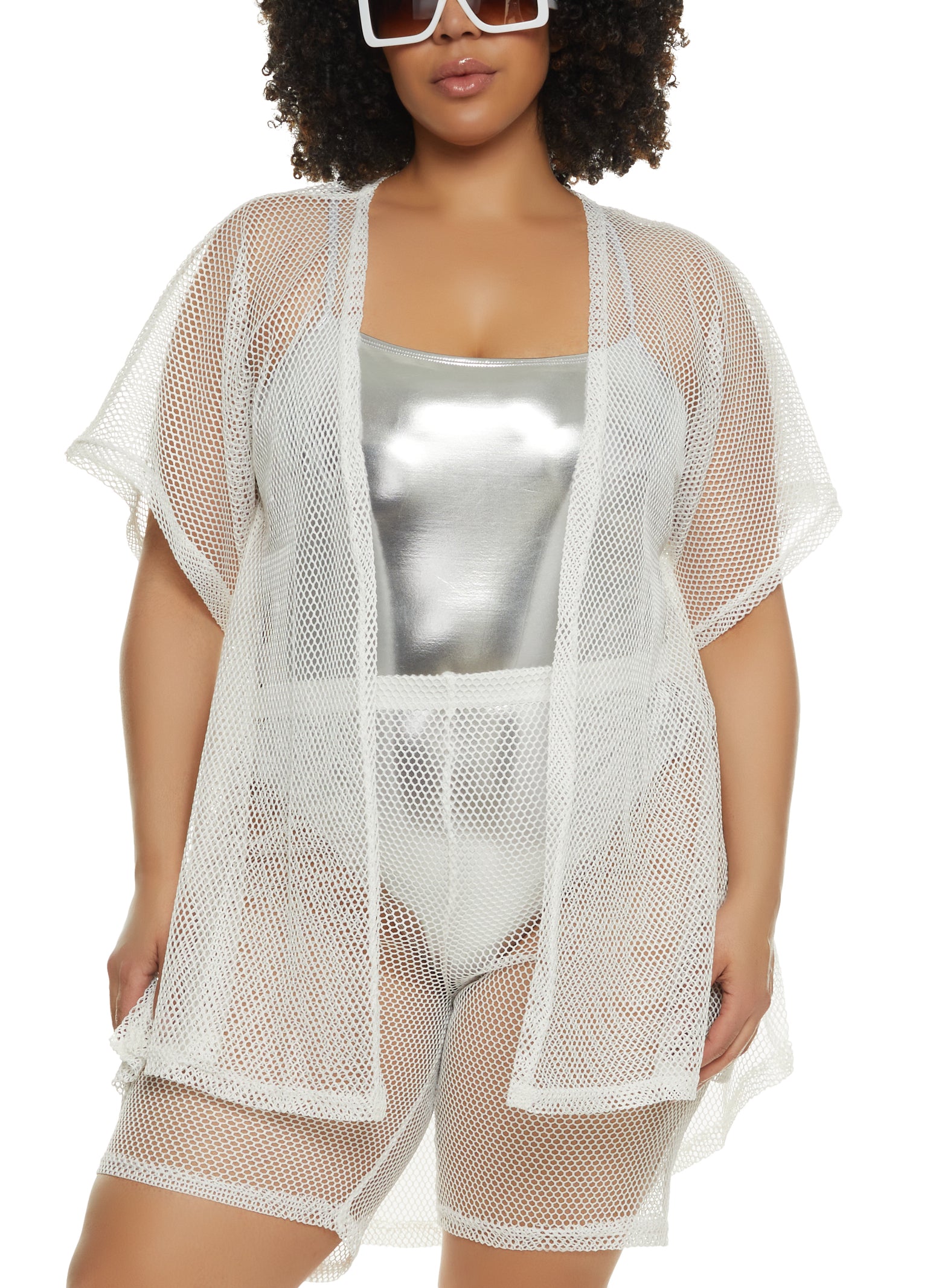 Plus size fishnet cover up online